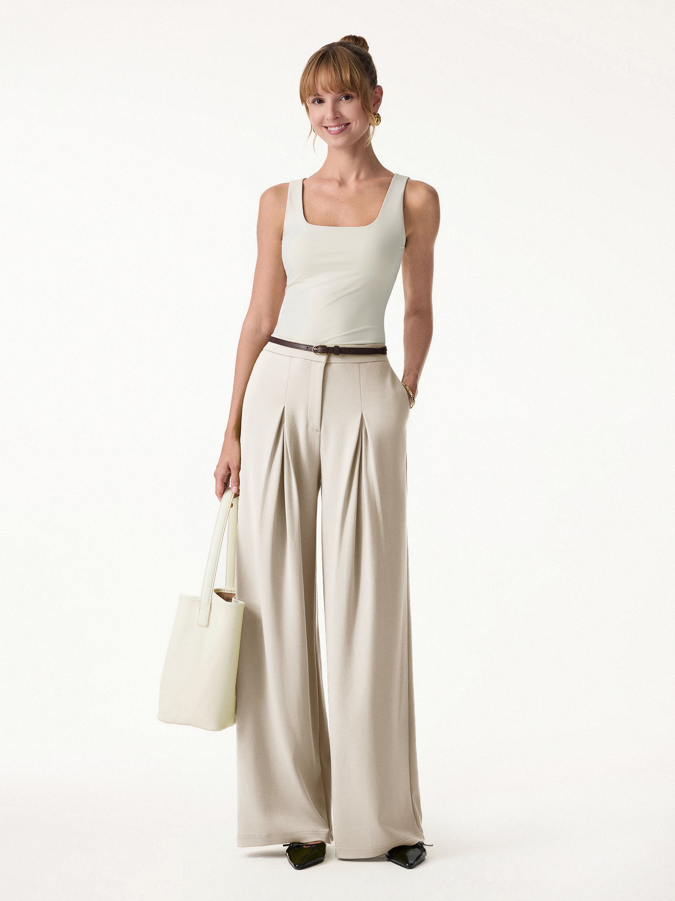 Modal Blend Drapey High Rise Wide Leg Pants - Image 2