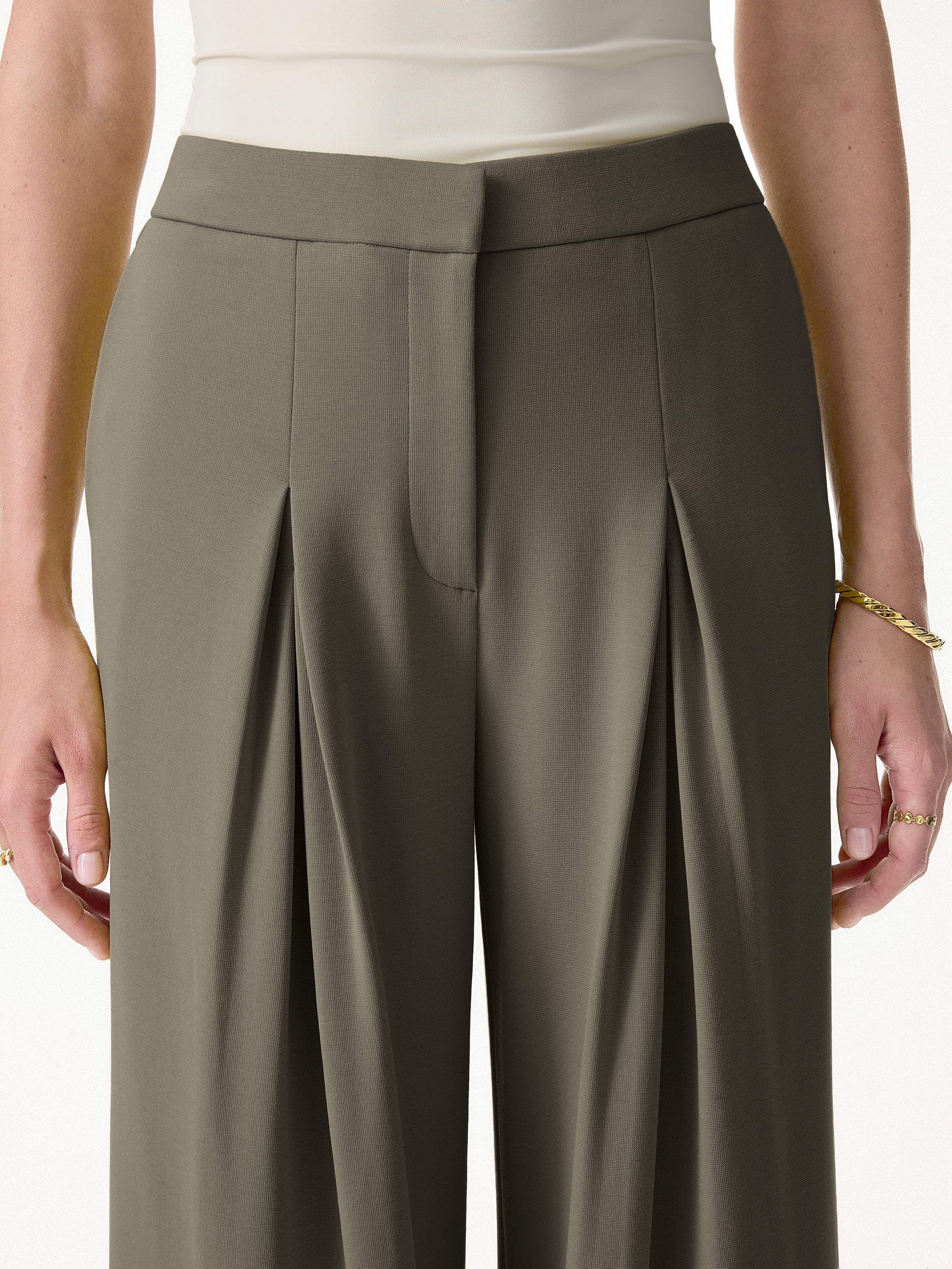 Modal Blend Drapey High Rise Wide Leg Pants - Image 6
