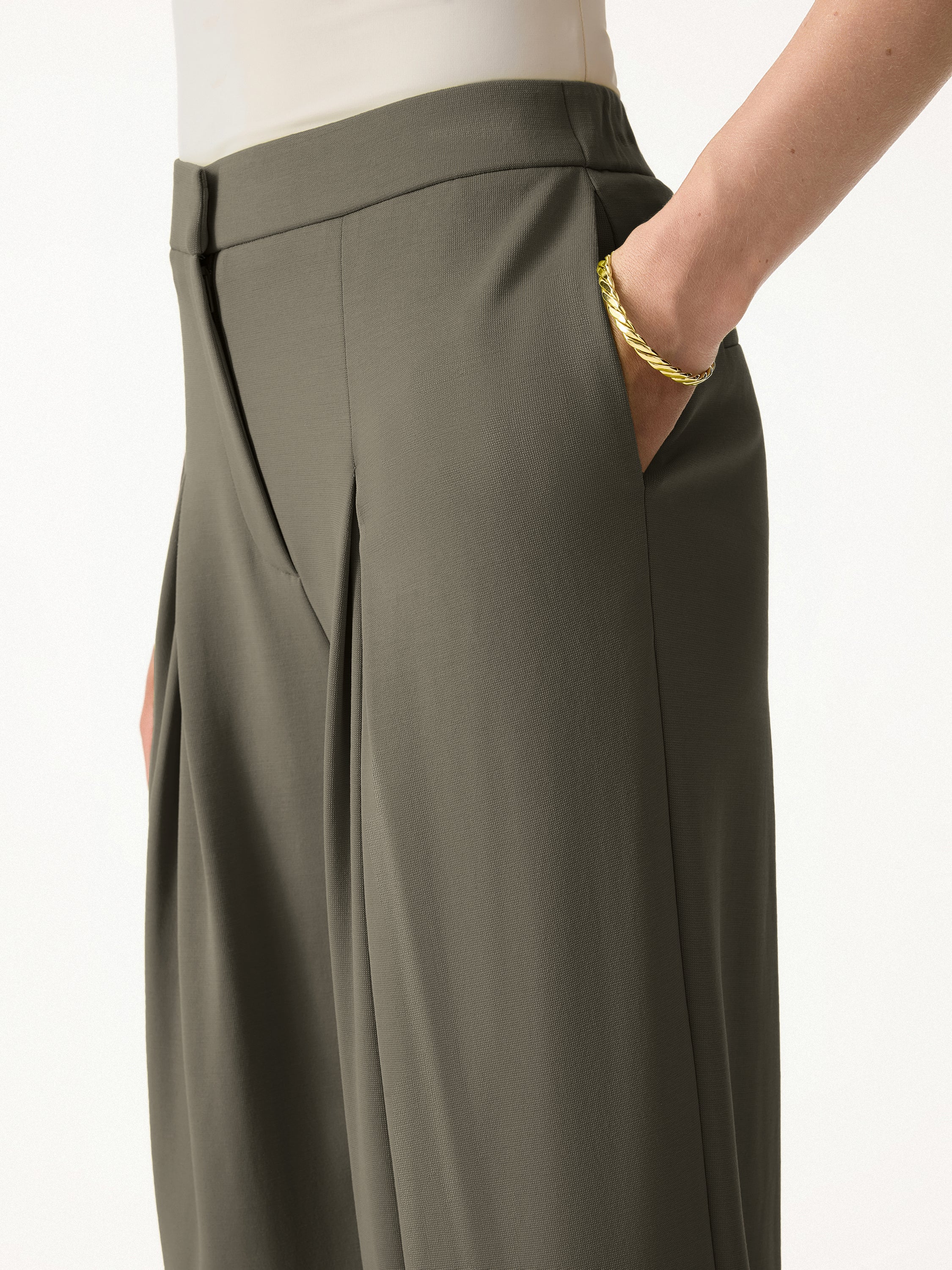 Modal Blend Drapey High Rise Wide Leg Pants - Image 7