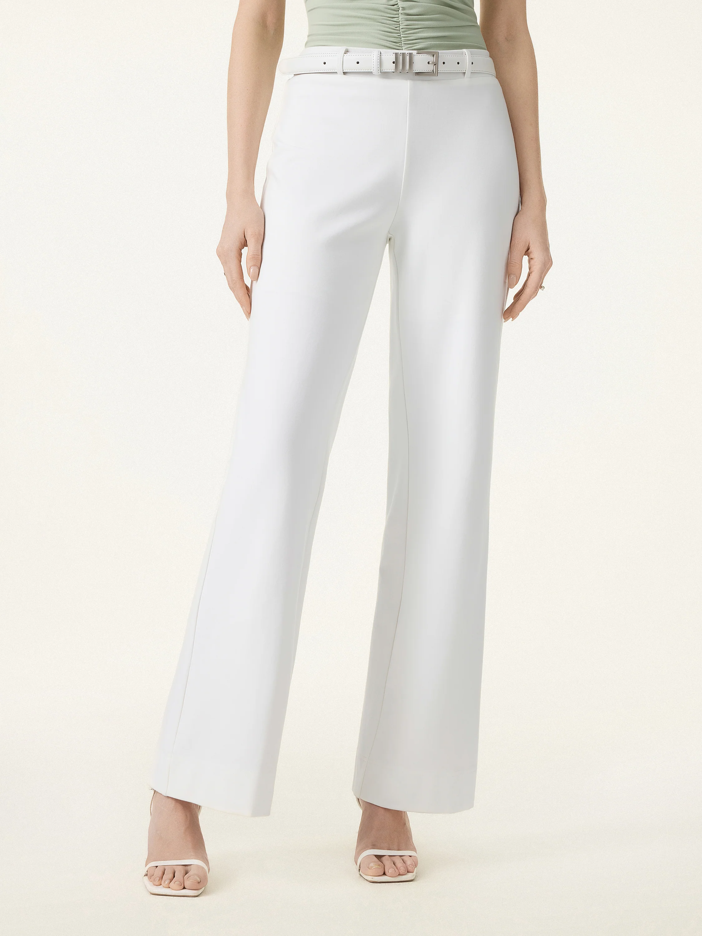 Not-See-Thru Drapey Mid Rise Wide Leg Pull-on Pants with Pockets - Image 4