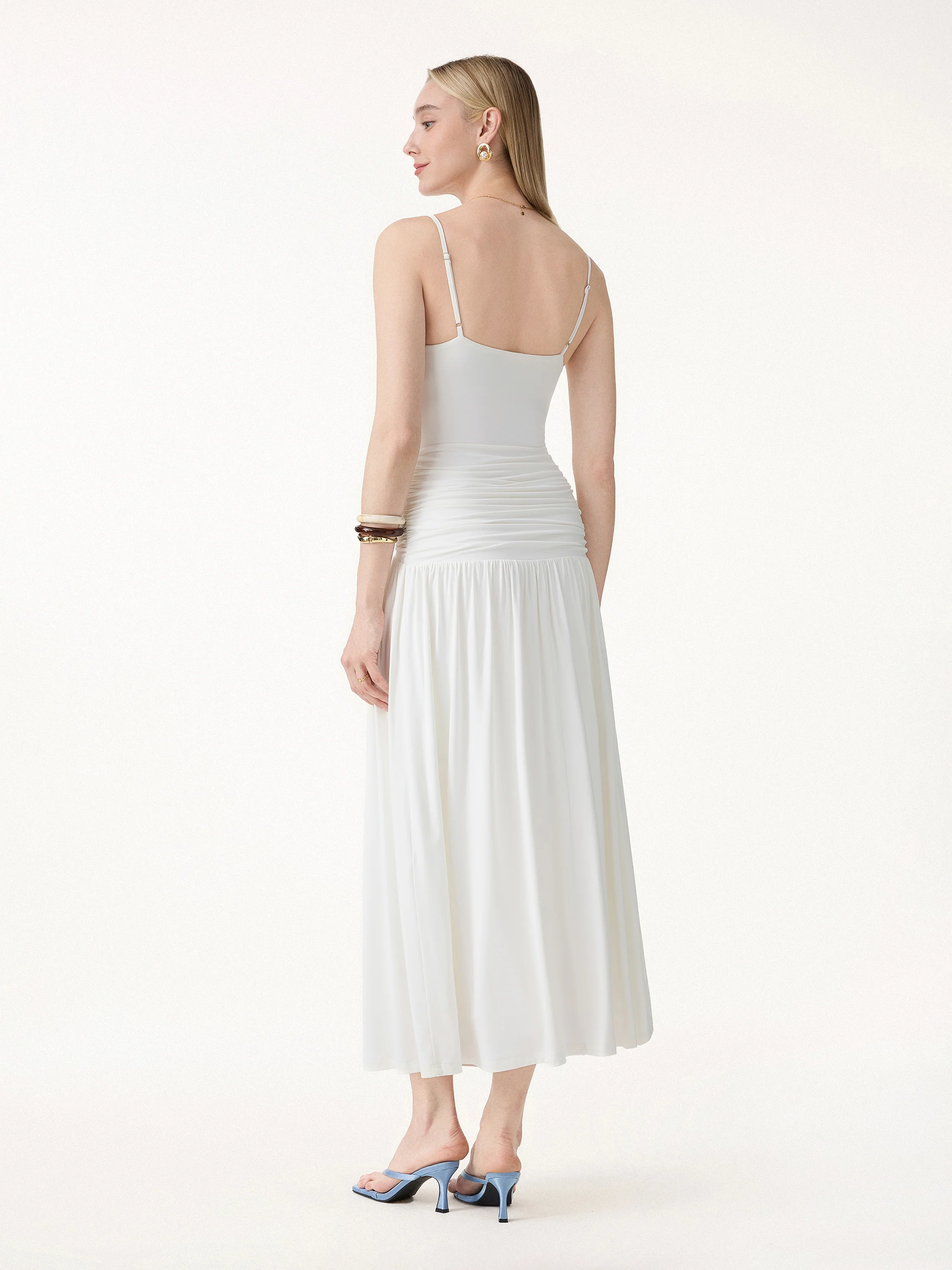 Not-See-Thru Spaghetti Gathered Maxi Bra Dress - Image 7