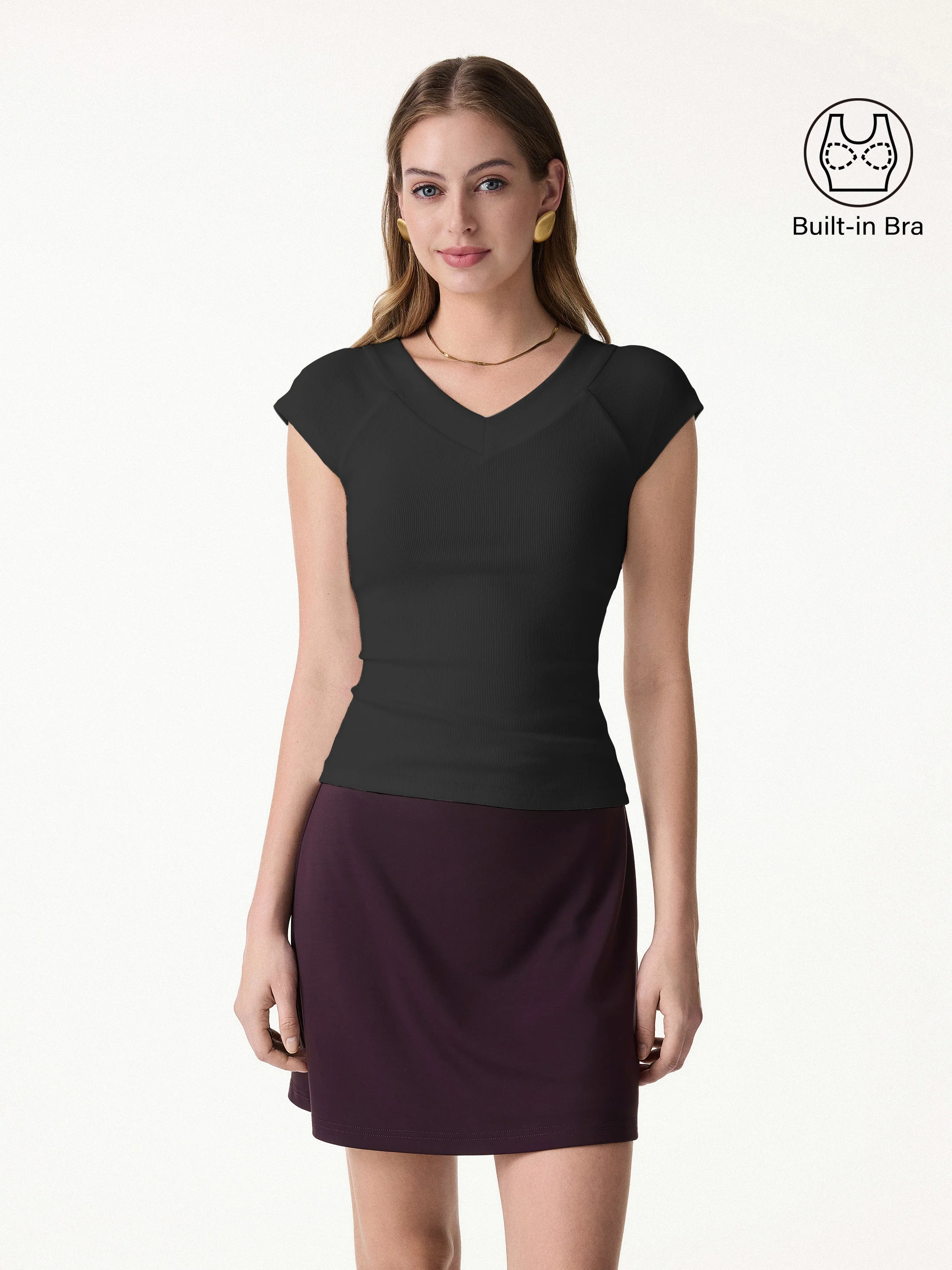 Pantive Essential V-Neck Cap Sleeve Summer Bra Tee - Image 10