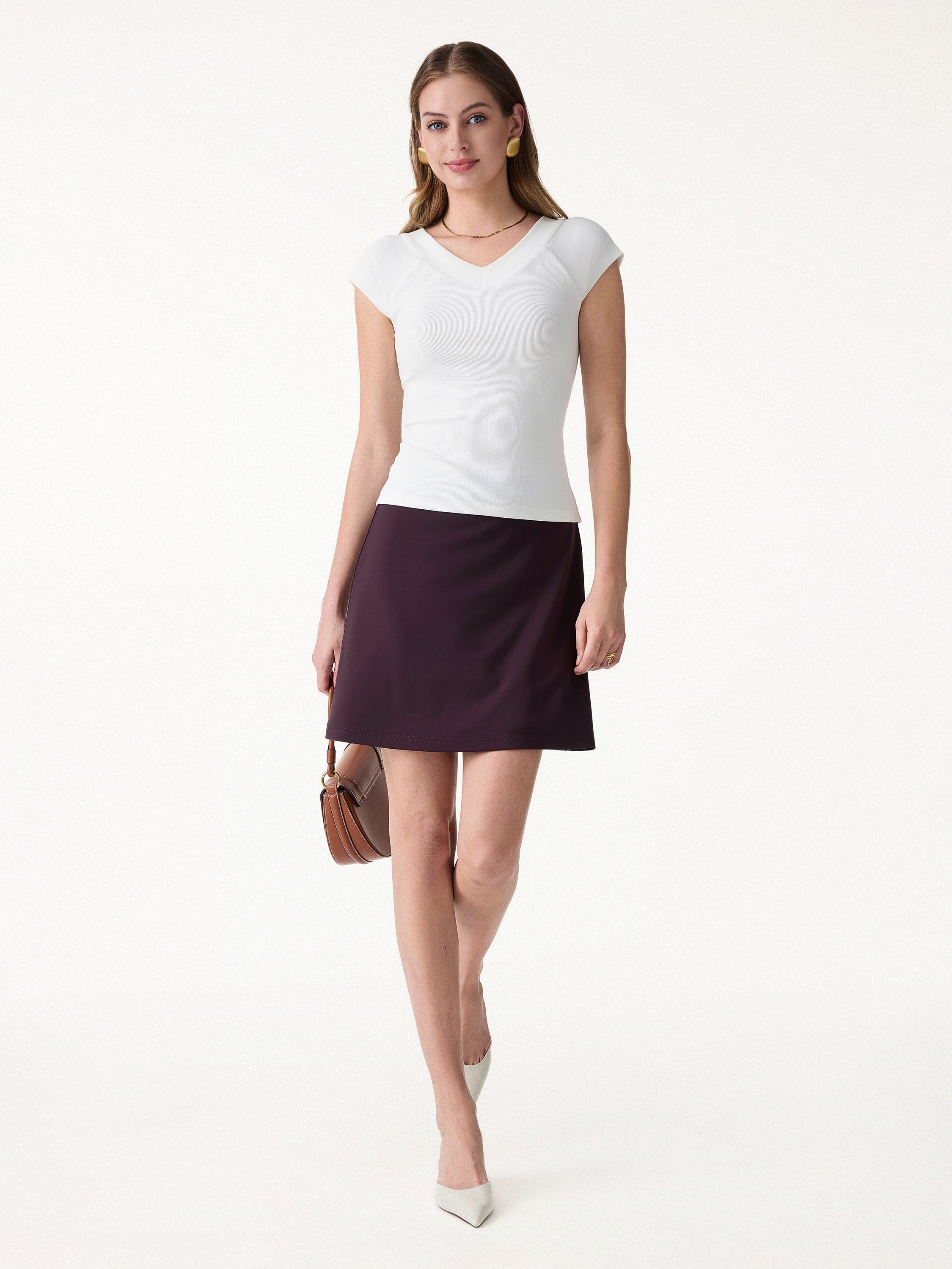 Pantive Essential V-Neck Cap Sleeve Summer Bra Tee - Image 2