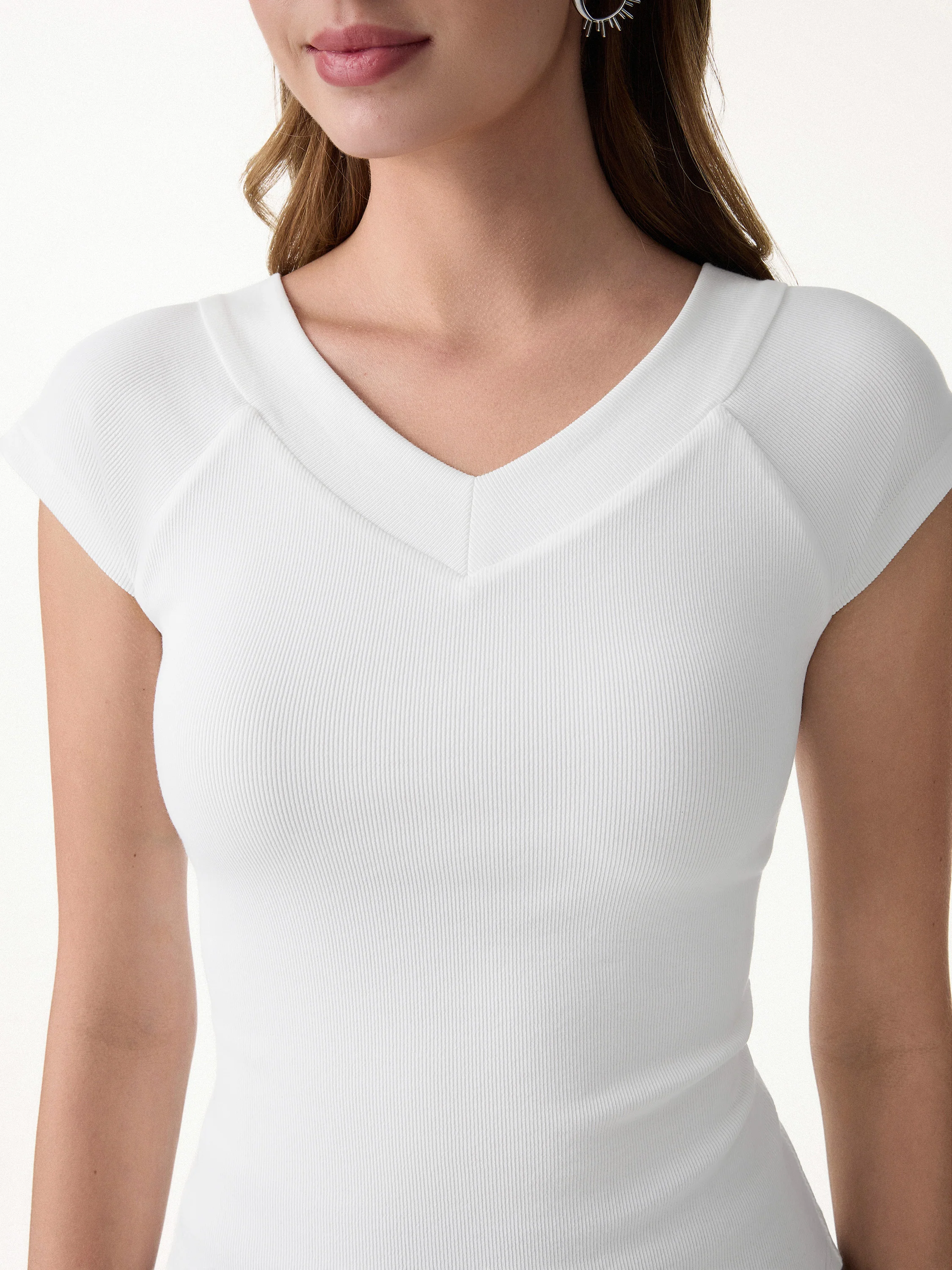 Pantive Essential V-Neck Cap Sleeve Summer Bra Tee - Image 3