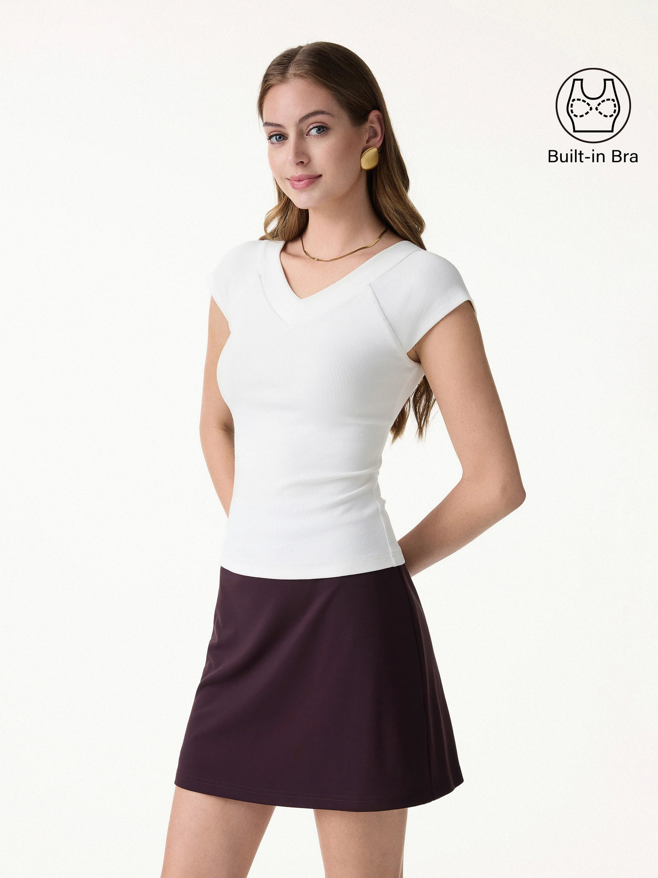 Pantive Essential V-Neck Cap Sleeve Summer Bra Tee - Image 4