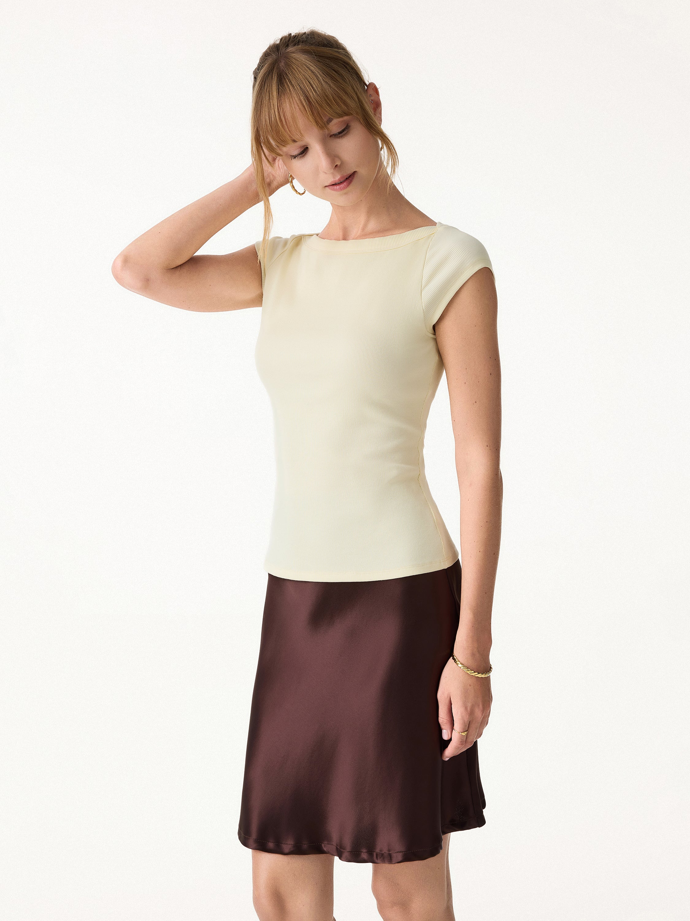 Plantive Boatneck Cap Sleeve Bra Top - Image 9