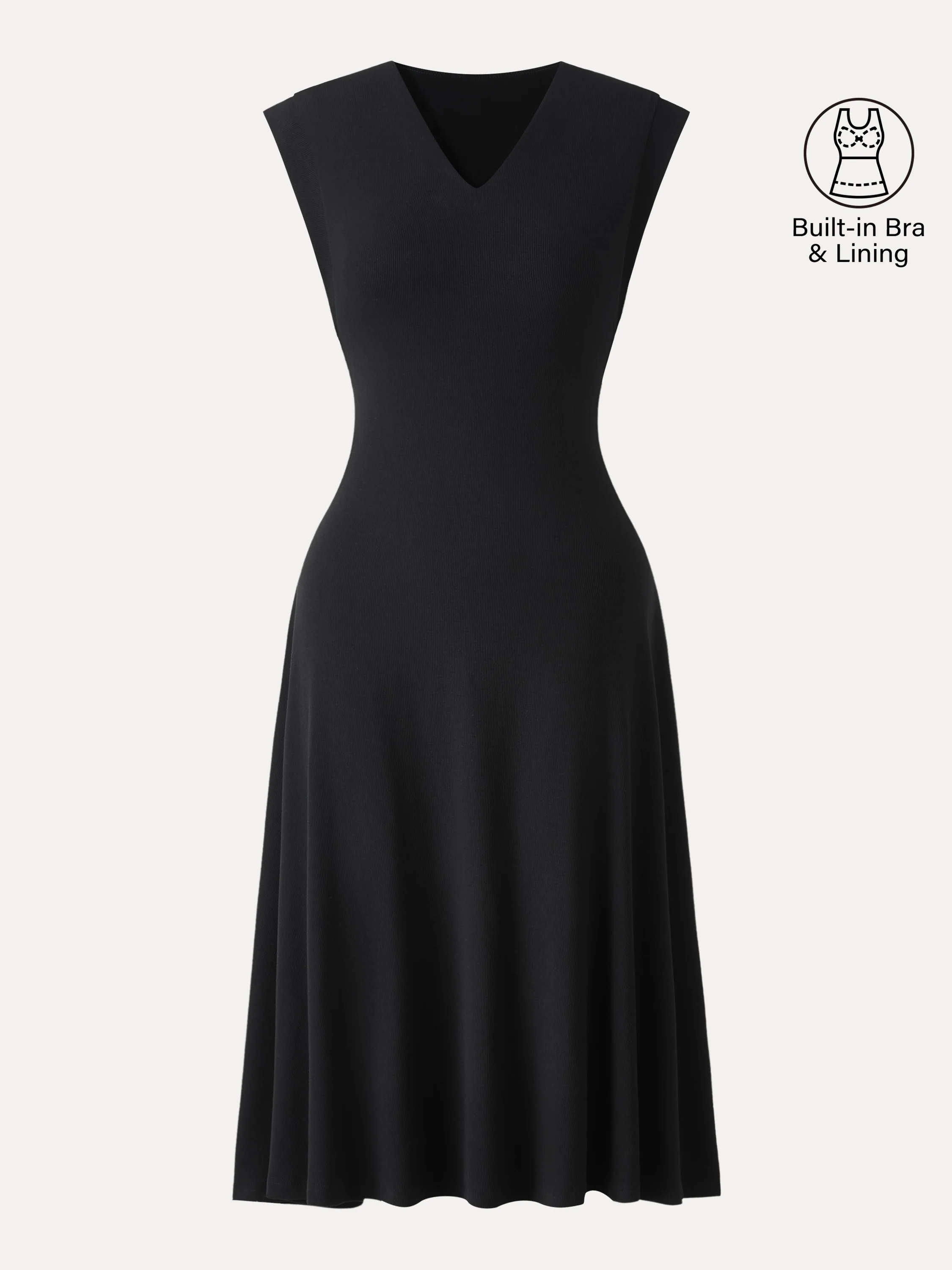 Plantive Flowy V-Neck Flared A-Line Midi Bra Dress - Image 10
