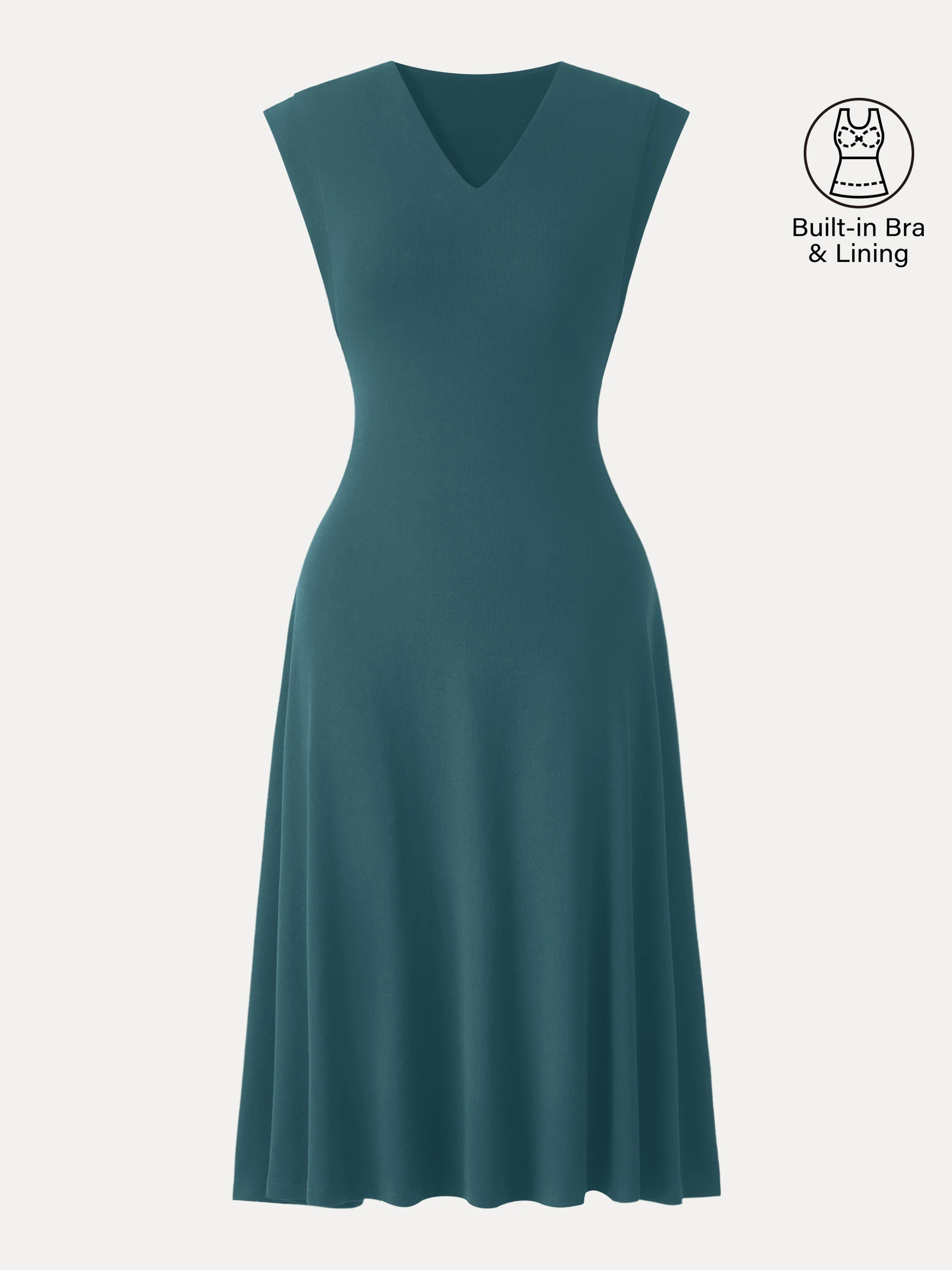 Plantive Flowy V-Neck Flared A-Line Midi Bra Dress - Image 11