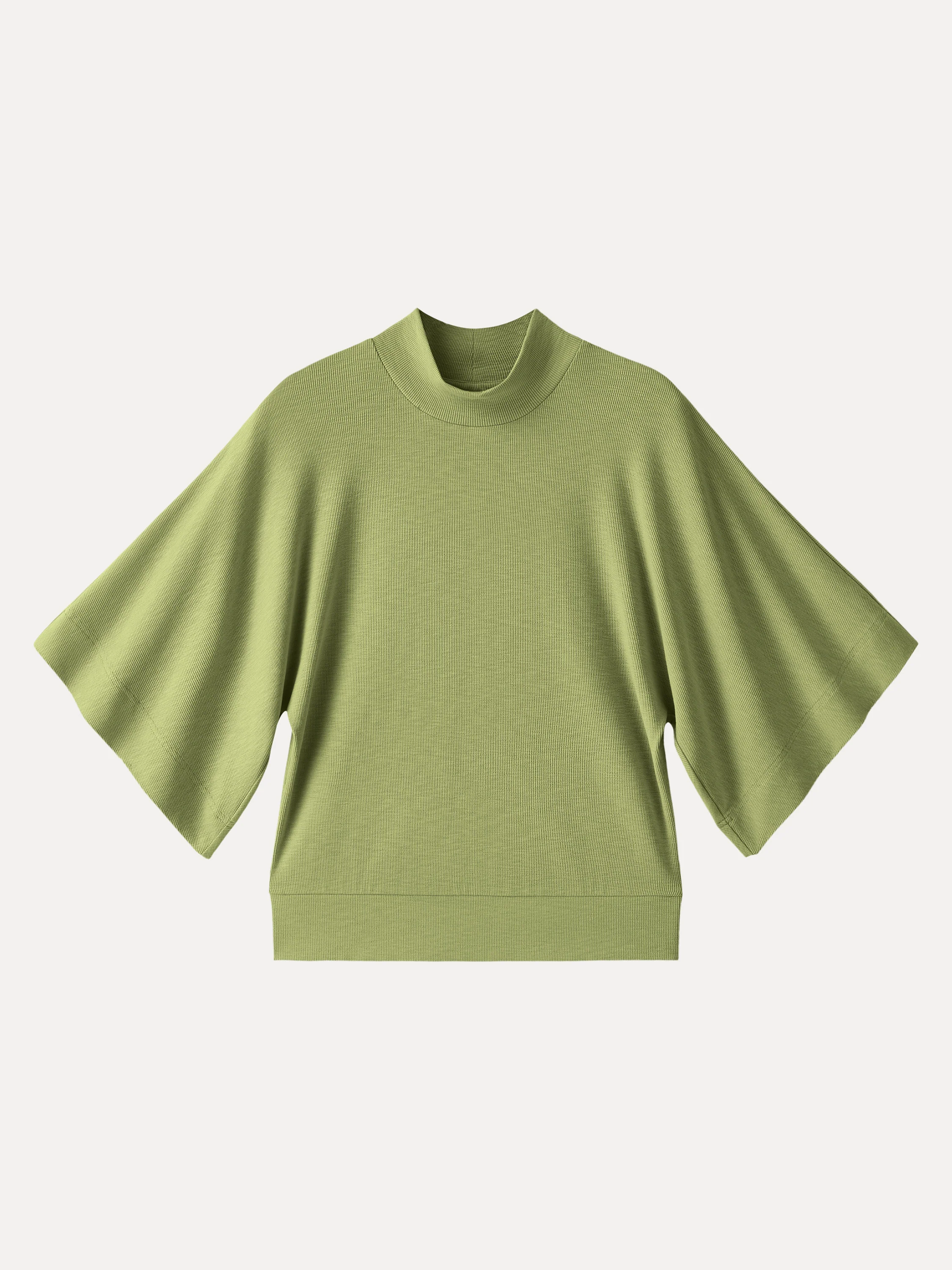 Plantive Mockneck Batwing Short Sleeve Top - Image 2