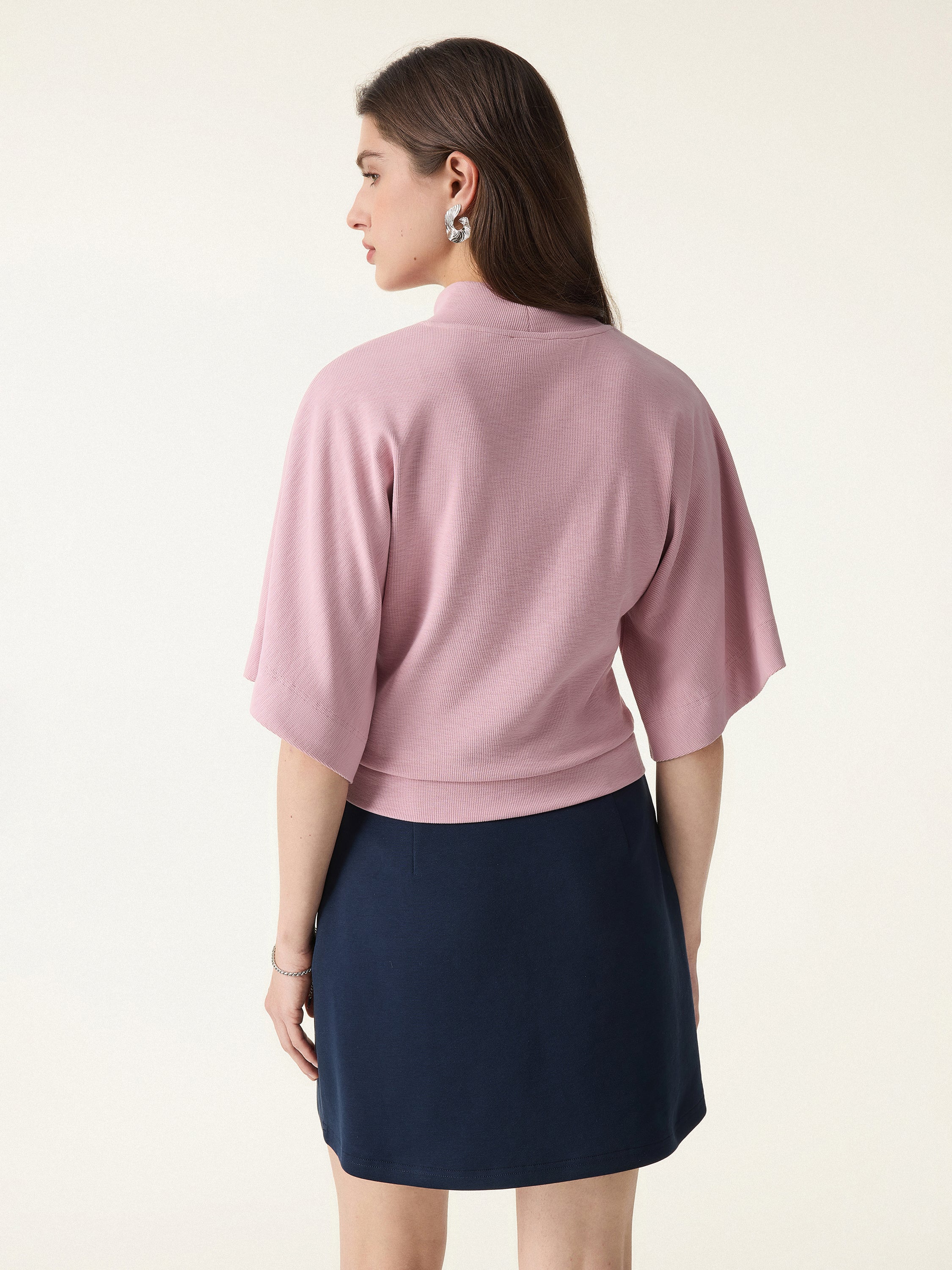 Plantive Mockneck Batwing Short Sleeve Top - Image 9