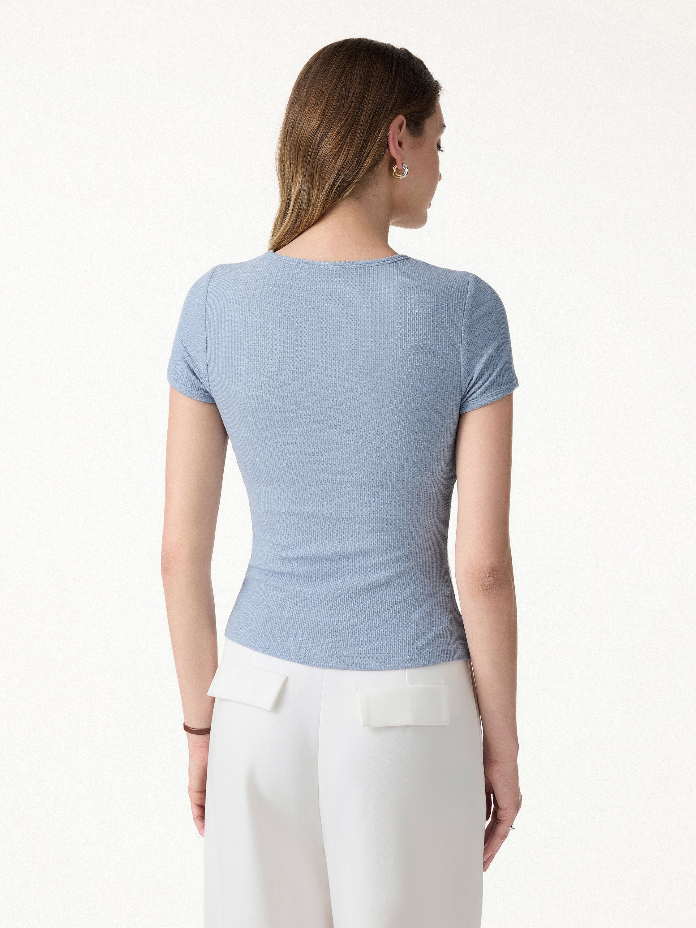 Pointelle Essential Round Neck Short Sleeve Bra Tee - Image 8