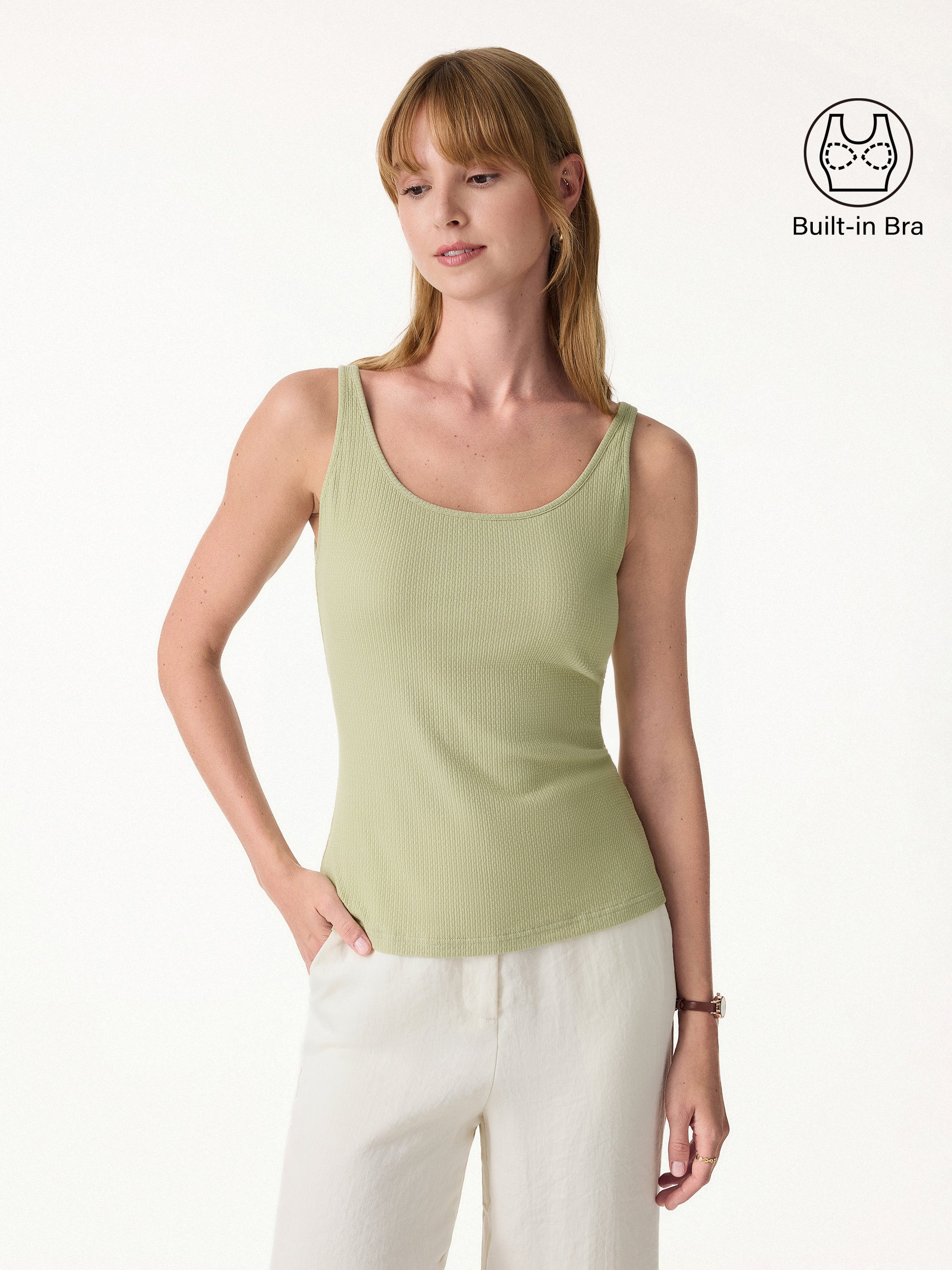 Pointelle Essential U-Neck Bra Tank - Image 3