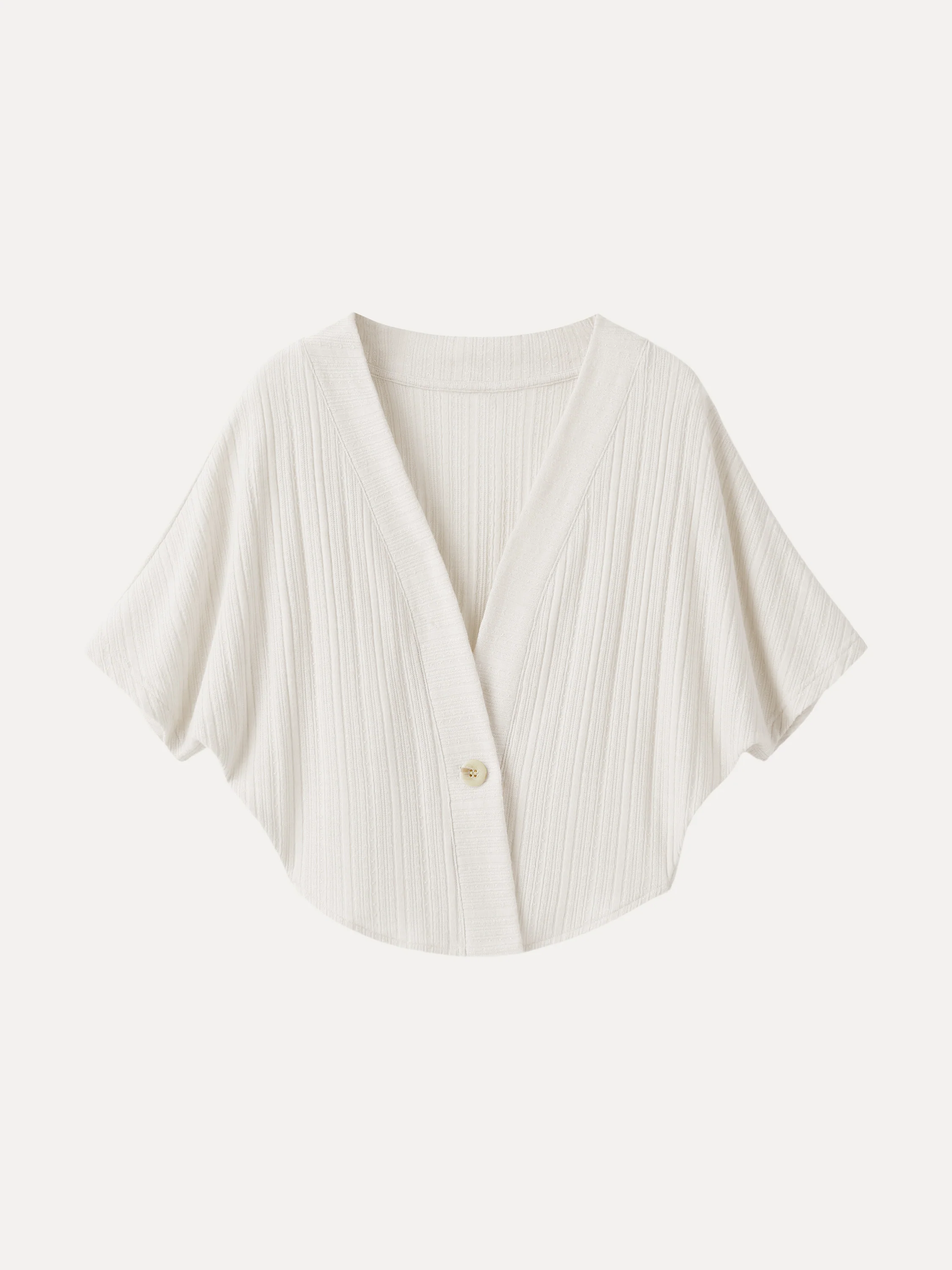 Pointelle Kimono Cropped One-Button Cardigan - Image 2