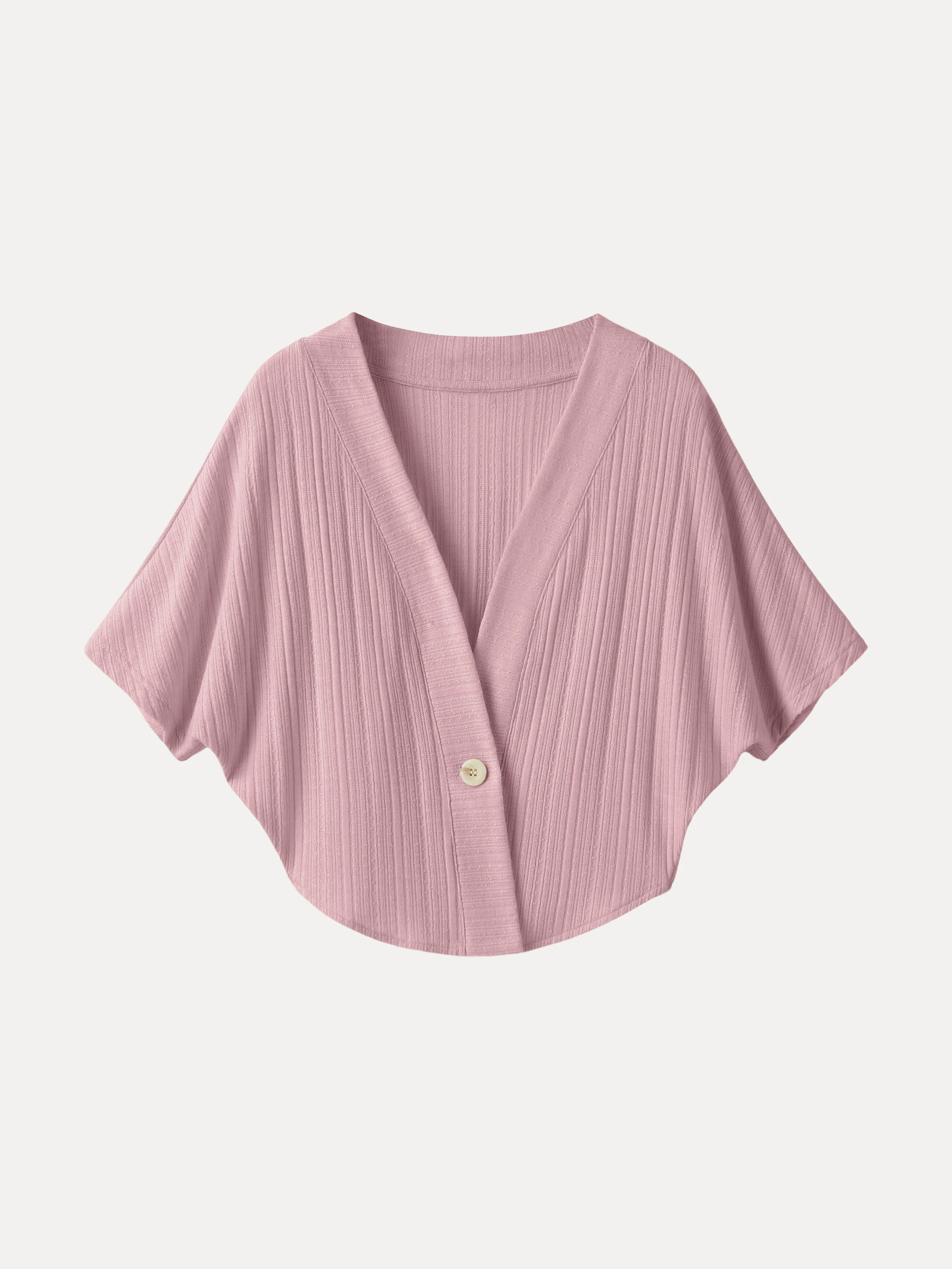 Pointelle Kimono Cropped One-Button Cardigan - Image 4