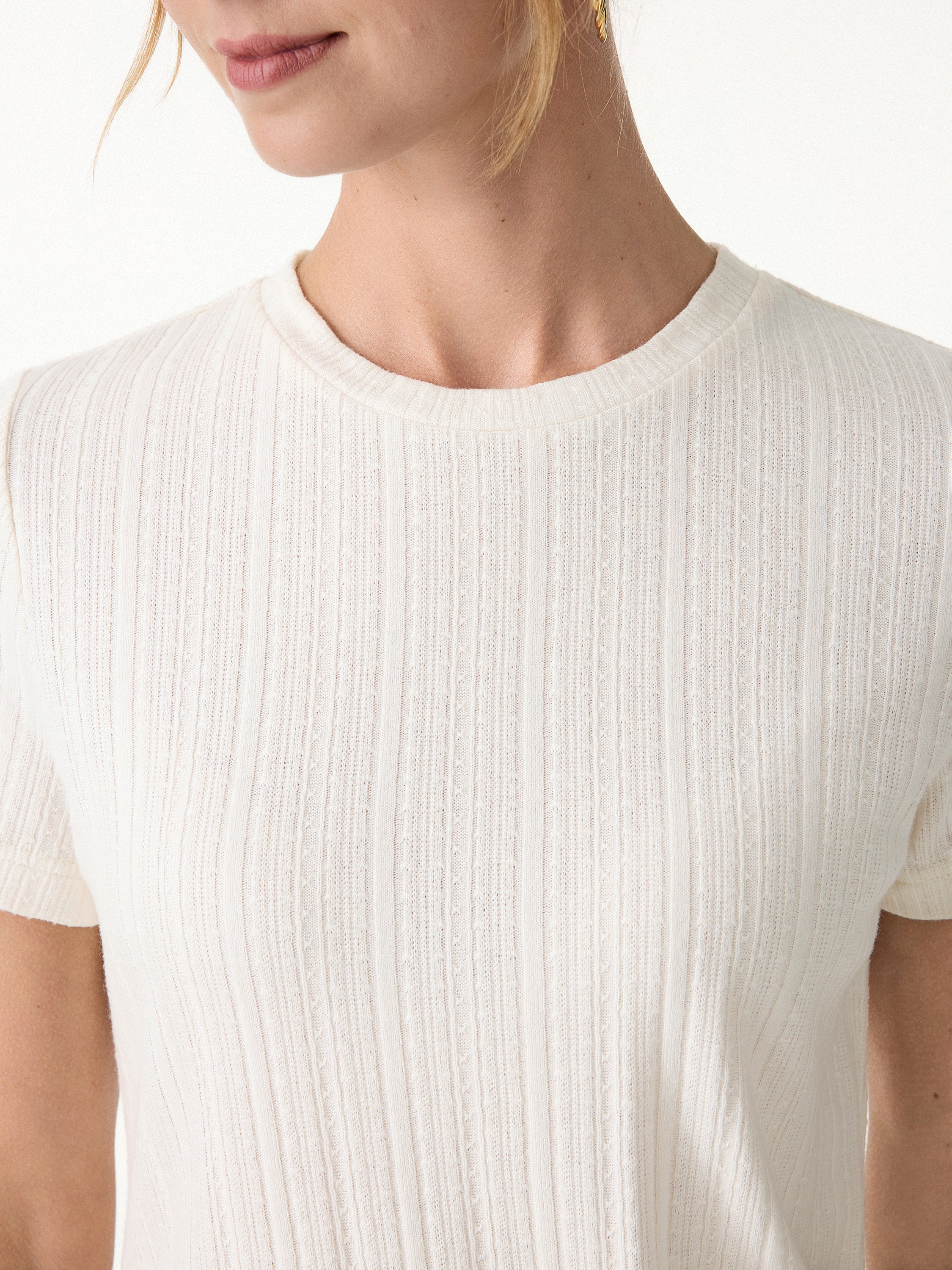 Pointelle Tucked Short Sleeve Summer Tee - Image 3