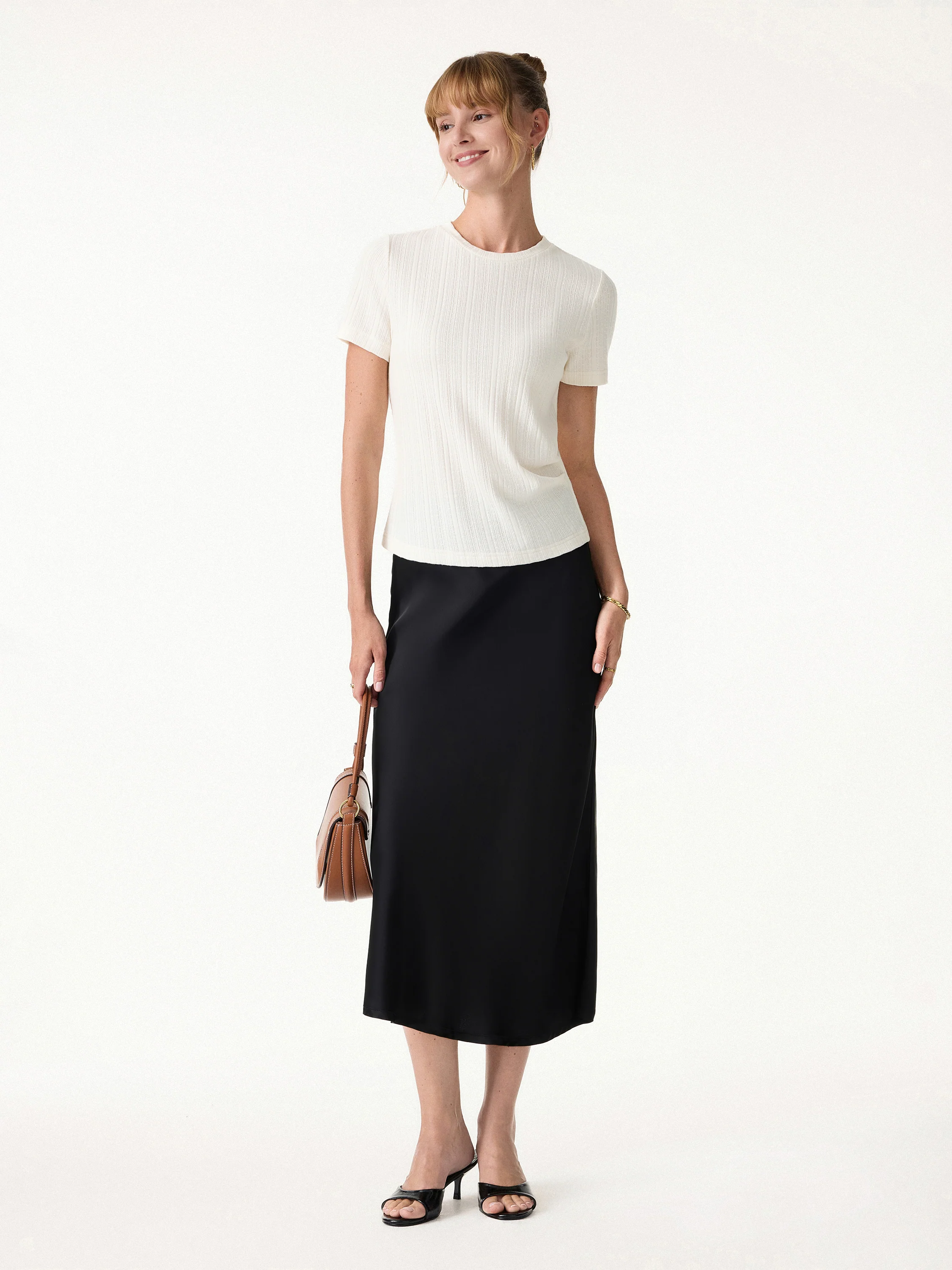 Pointelle Tucked Short Sleeve Summer Tee - Image 4