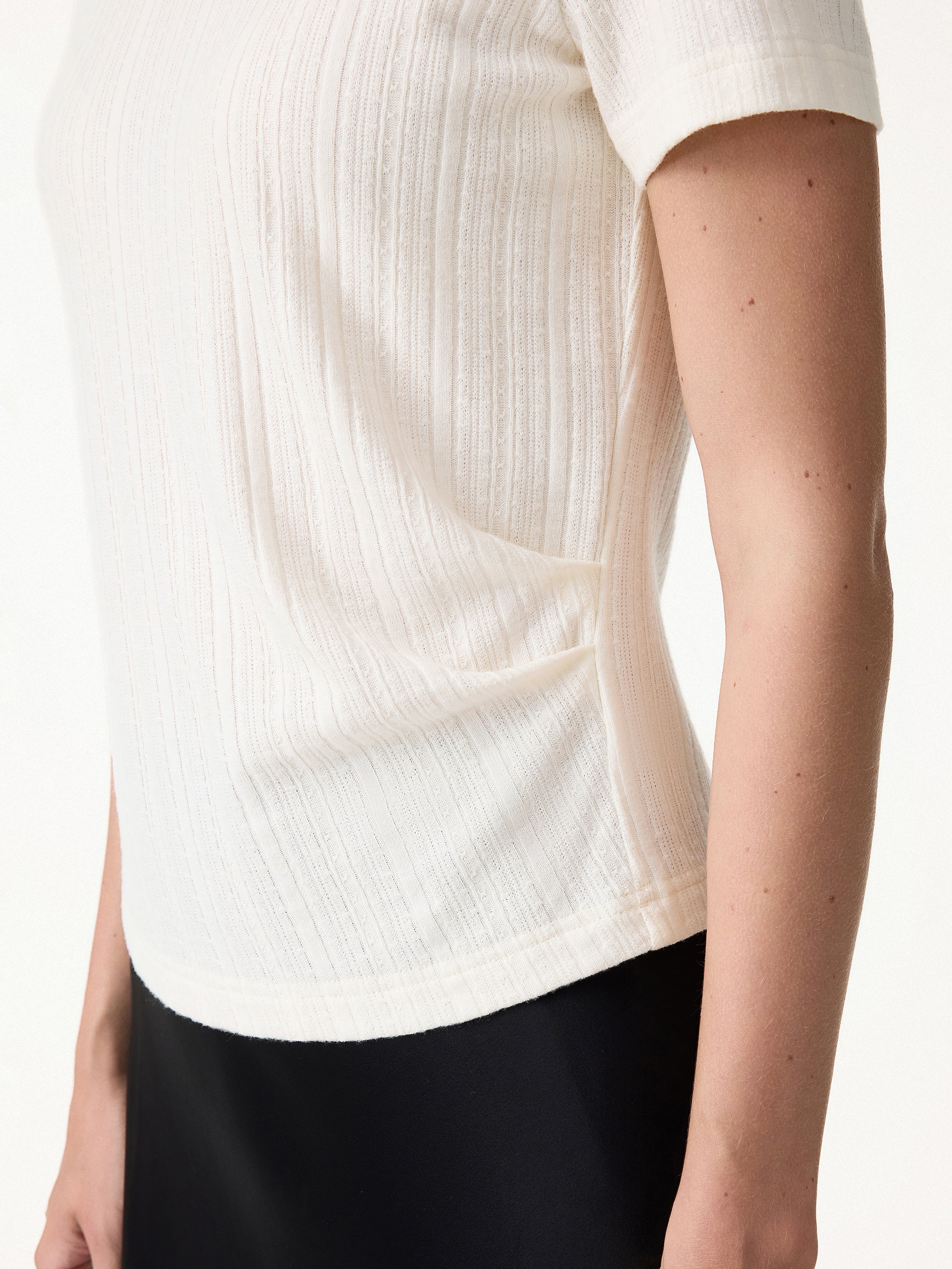 Pointelle Tucked Short Sleeve Summer Tee - Image 6