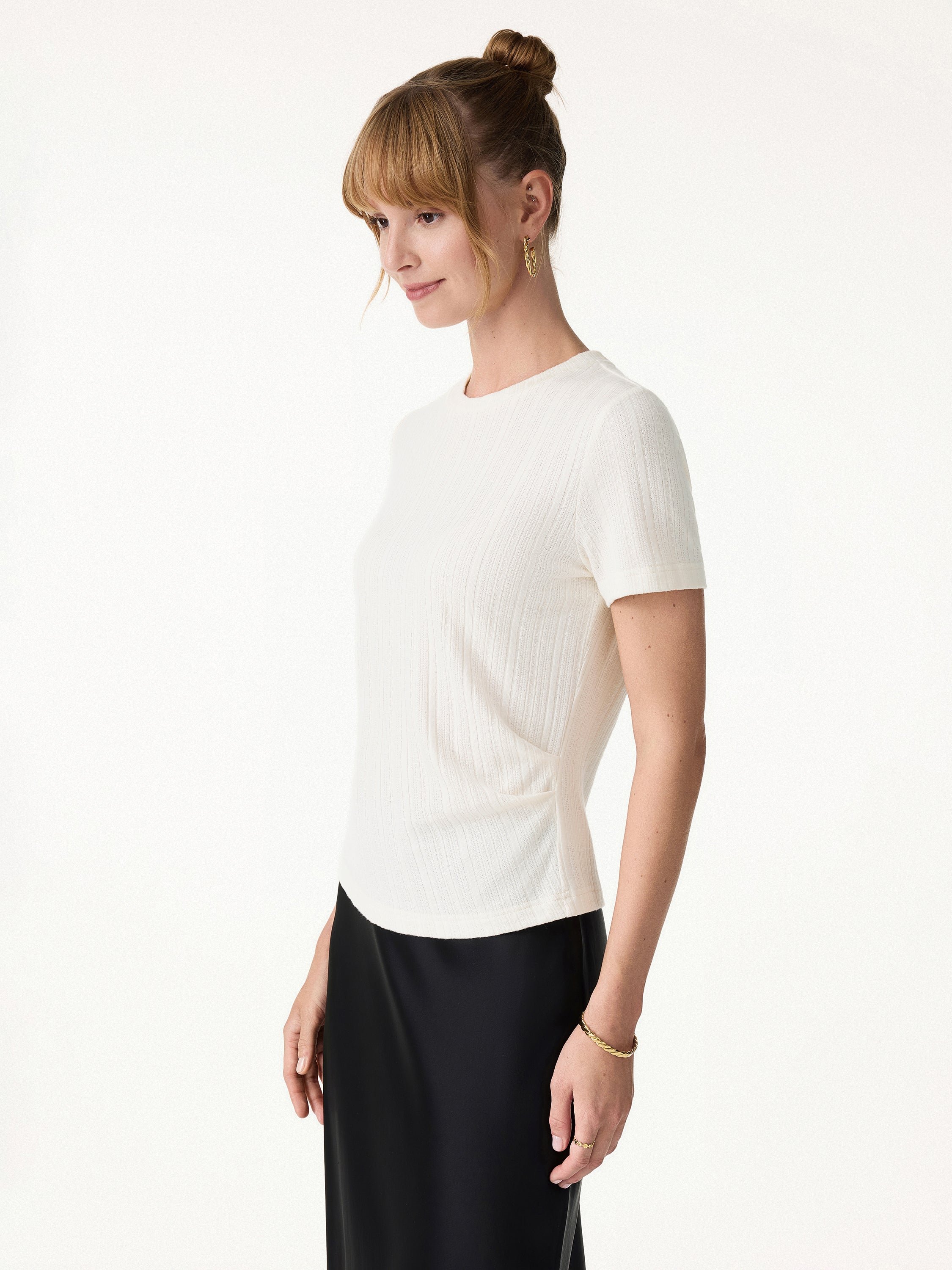 Pointelle Tucked Short Sleeve Summer Tee - Image 7