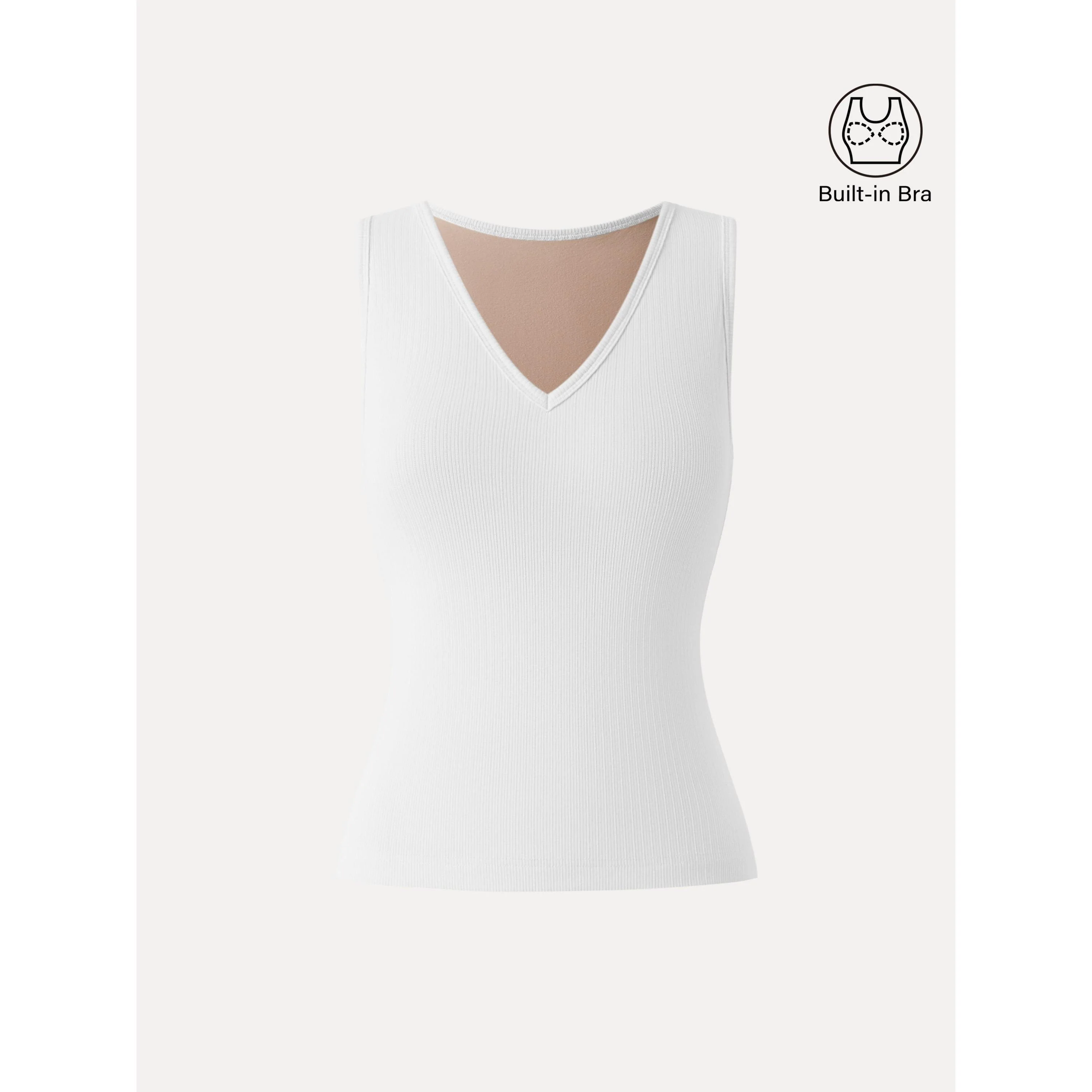 Pointelle V-neck Sleeveless Bra Tank - Image 14