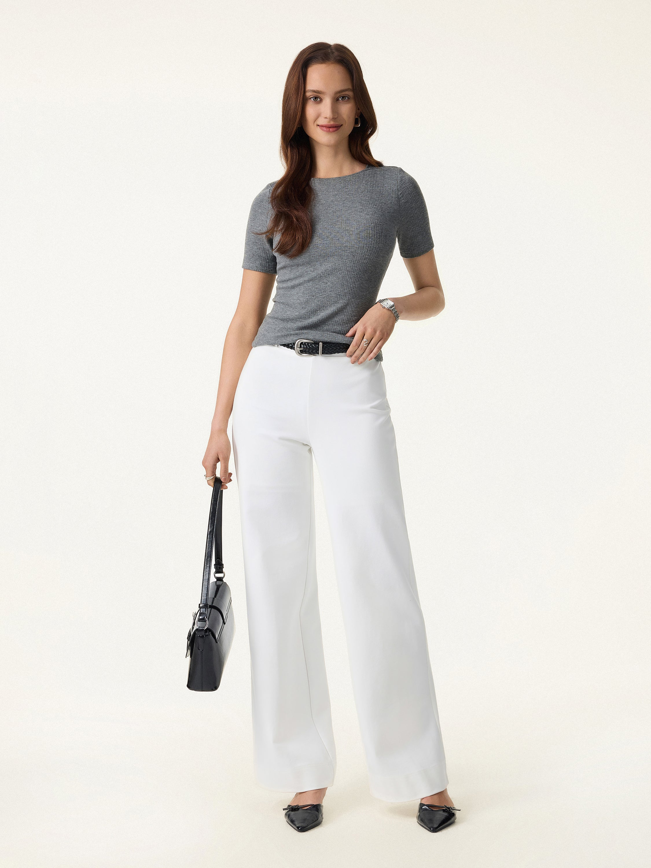 Ribbed Texture Cropped Bra Tee - Image 2