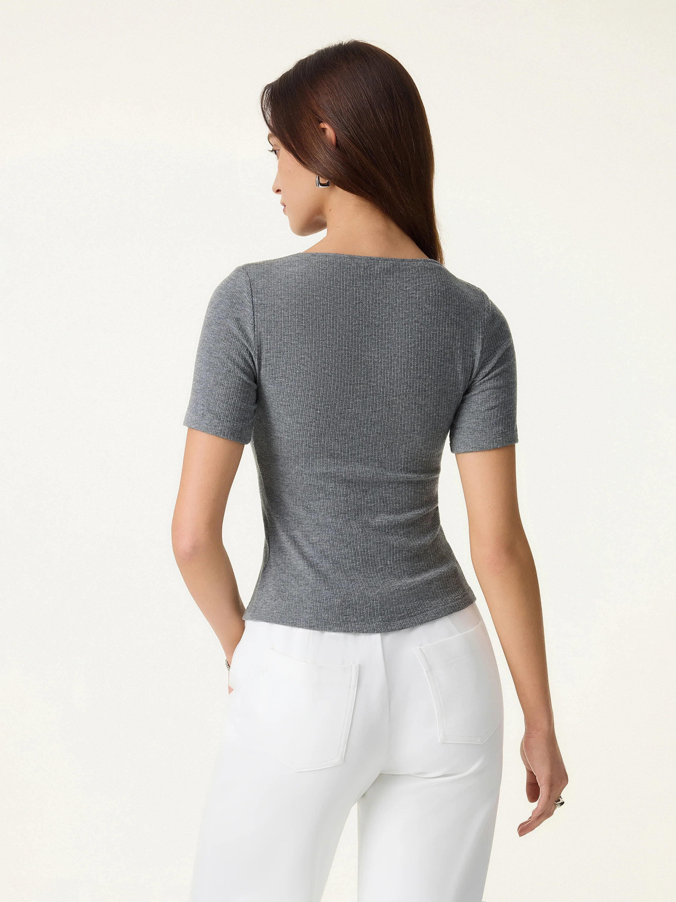 Ribbed Texture Cropped Bra Tee - Image 6