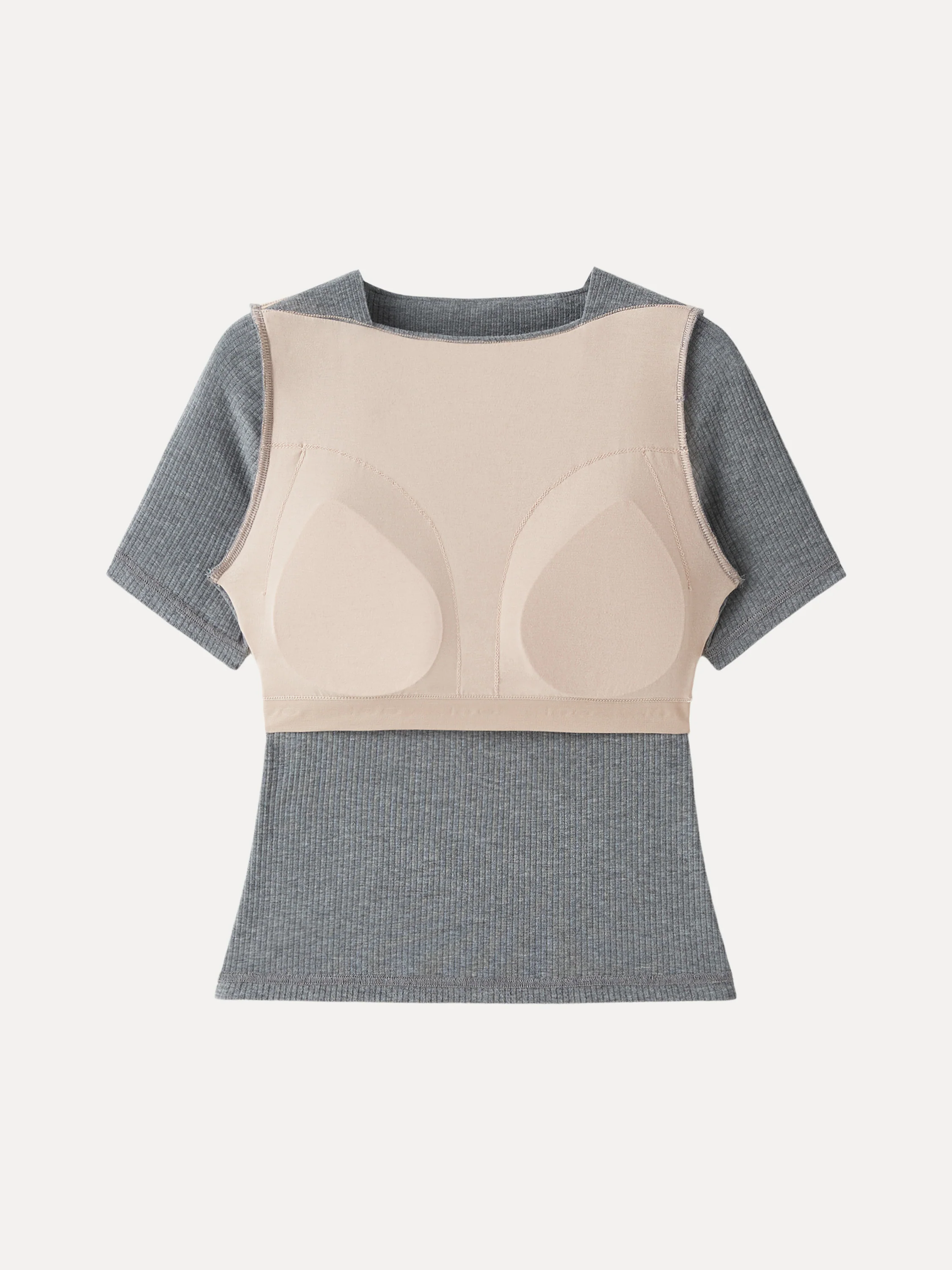 Ribbed Texture Cropped Bra Tee - Image 7