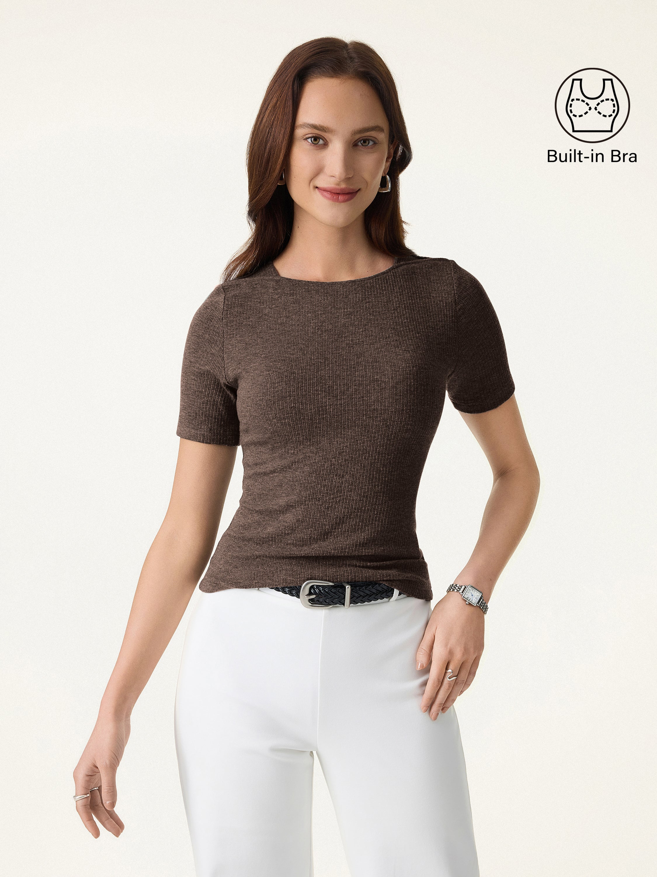 Ribbed Texture Cropped Bra Tee - Image 9