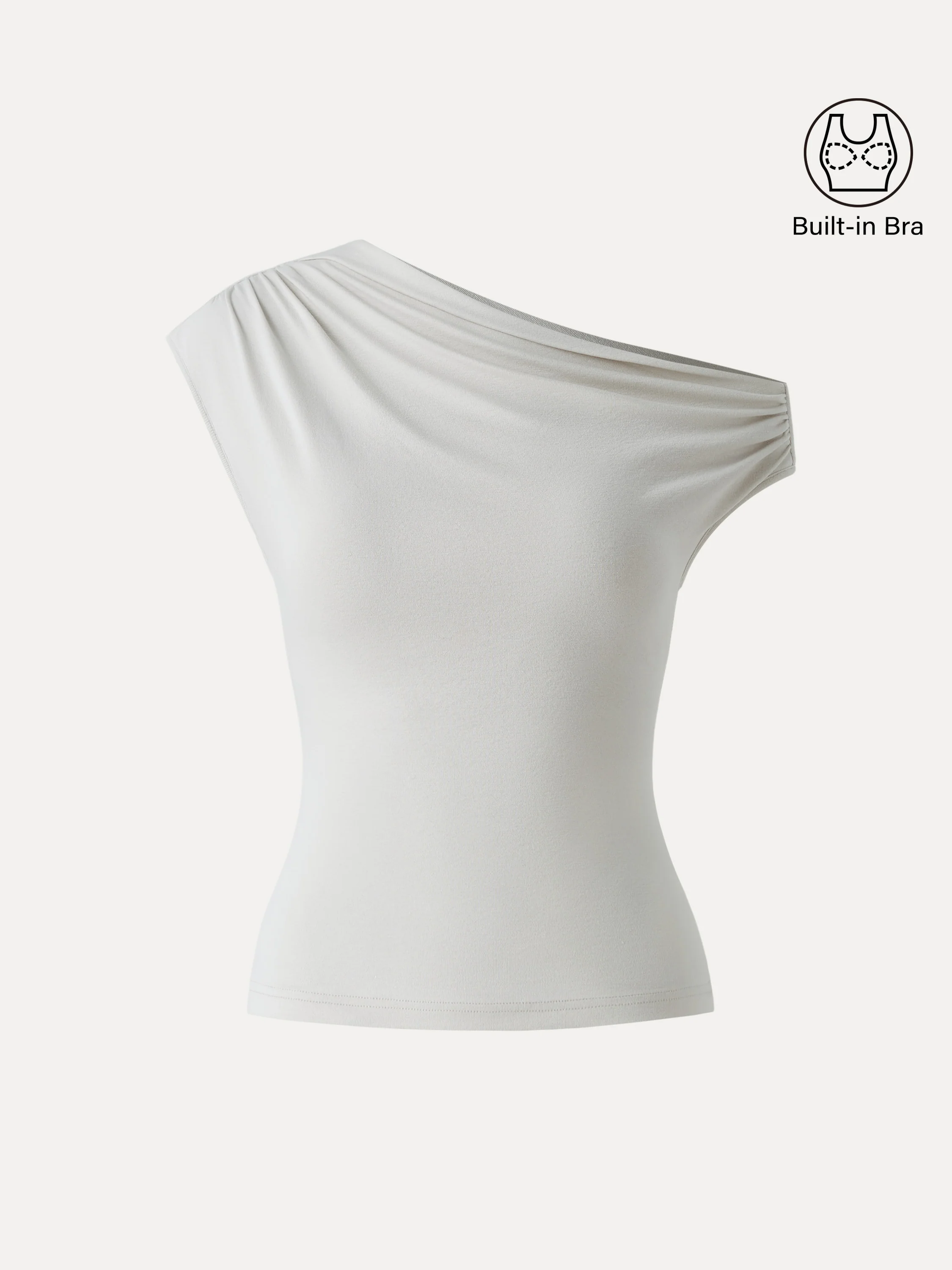Ruched Asymmetrical Shoulder Bra Top - Image 11
