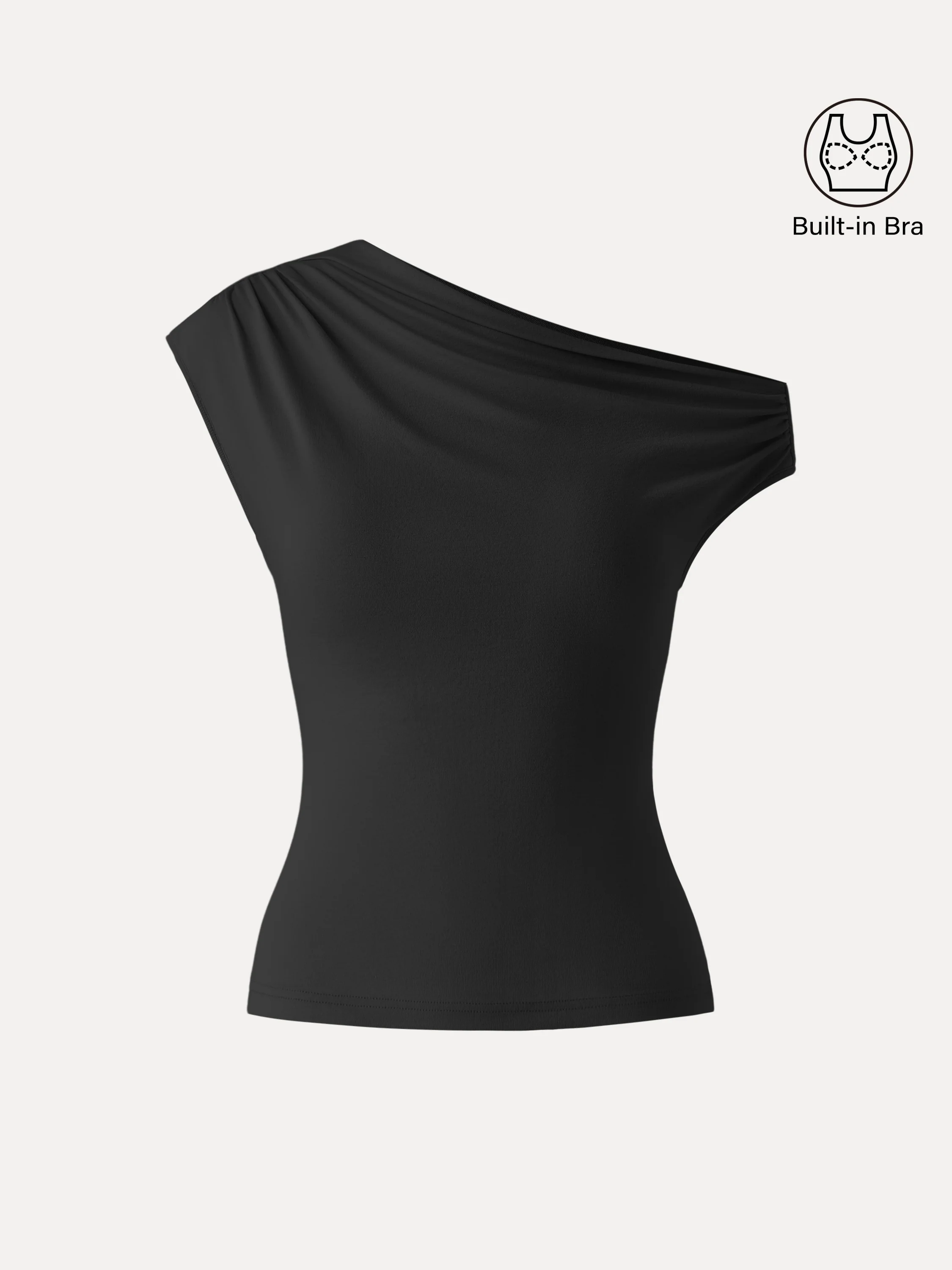 Ruched Asymmetrical Shoulder Bra Top - Image 2