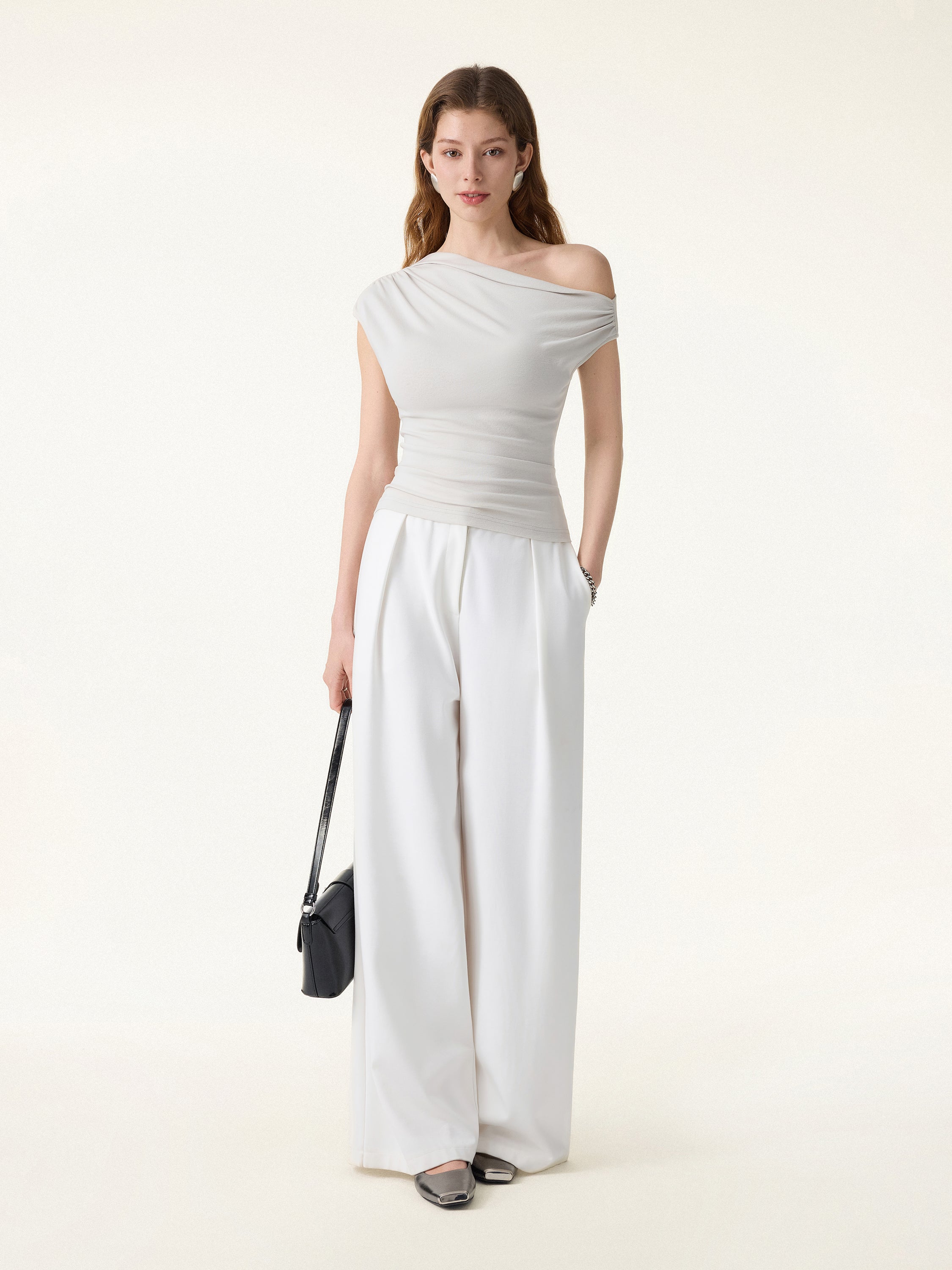 Ruched Asymmetrical Shoulder Bra Top - Image 5