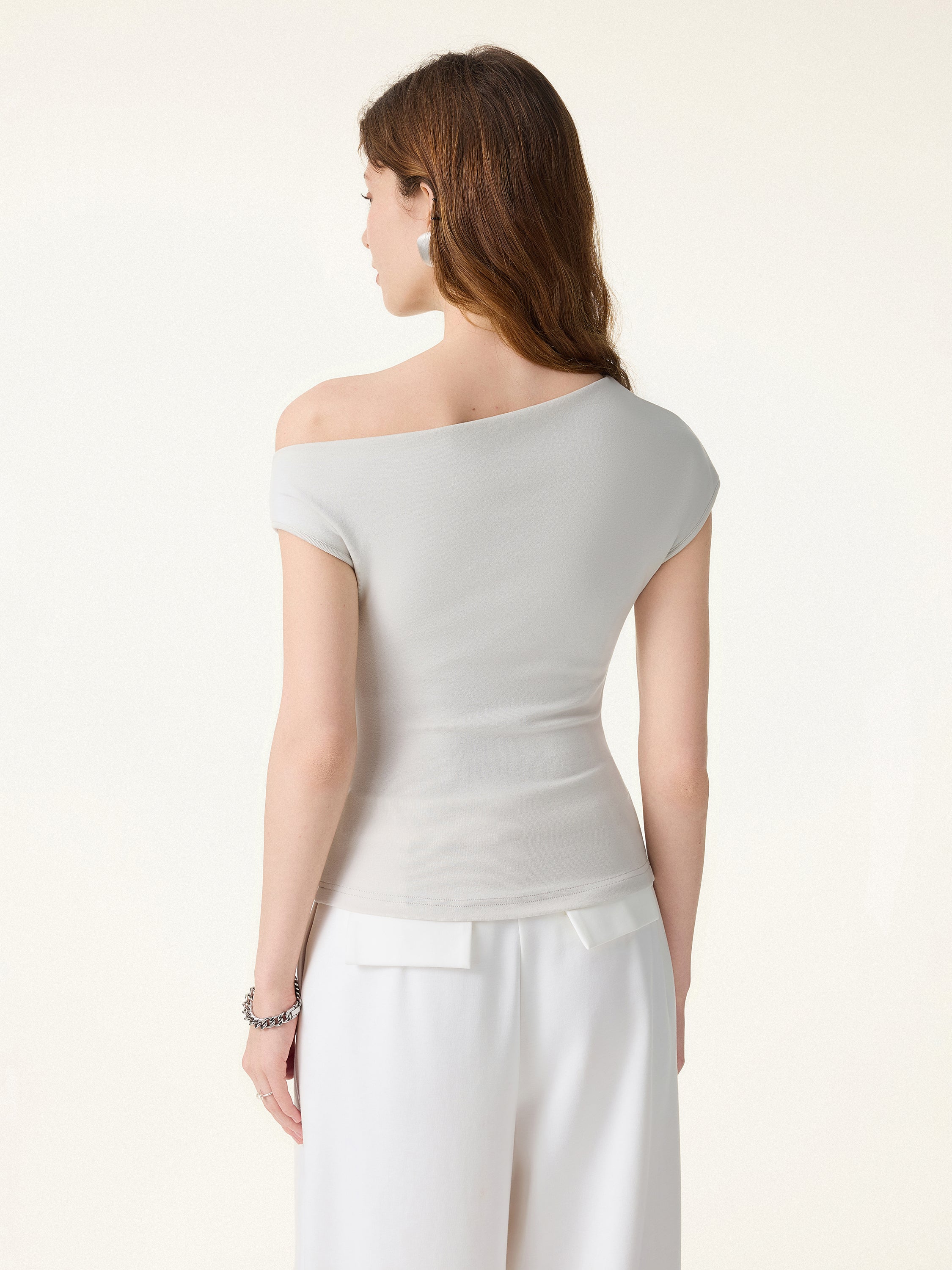 Ruched Asymmetrical Shoulder Bra Top - Image 8