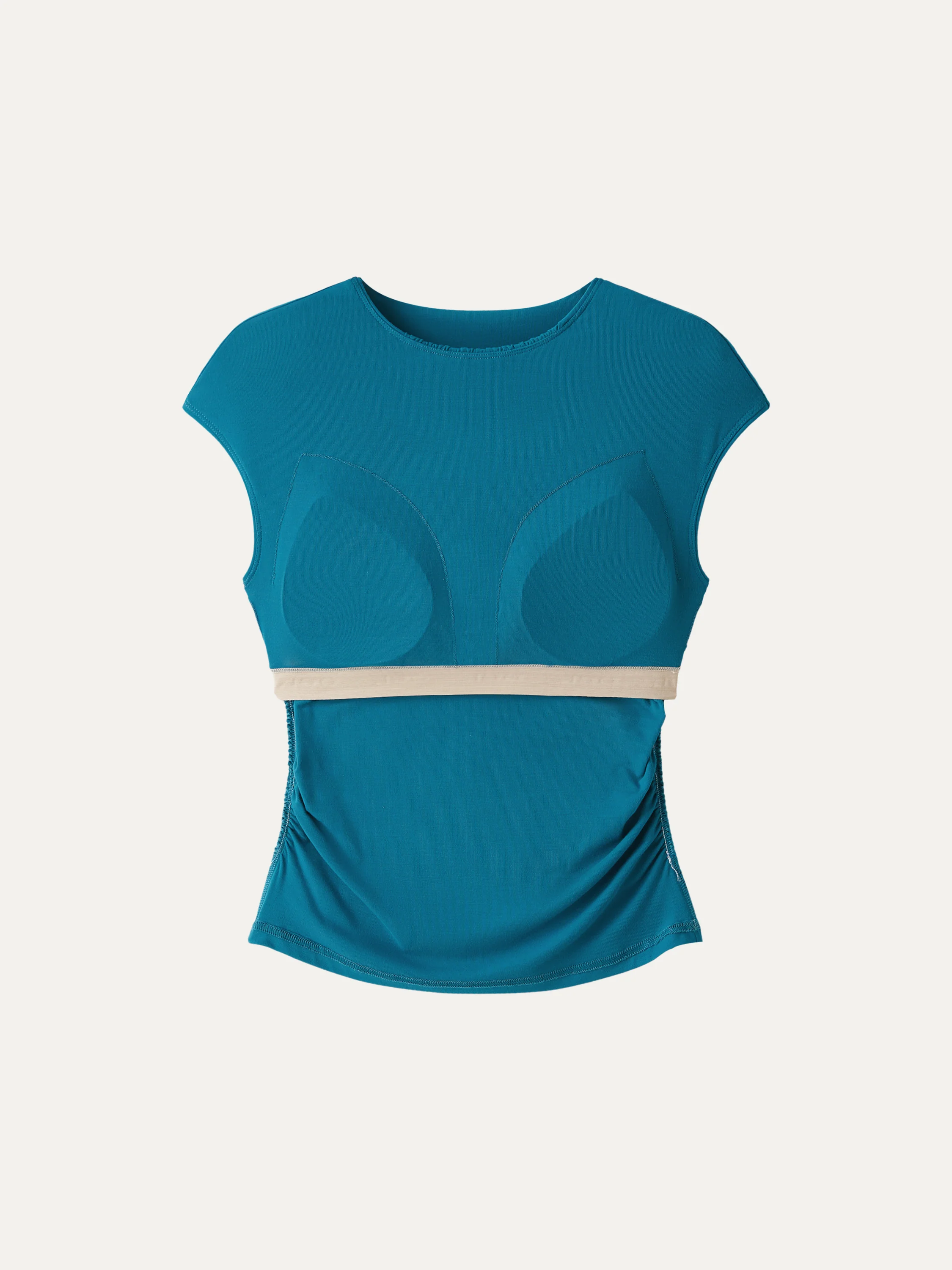 Cooling SkinKiss Ruched Round Neck Cap Sleeve Bra Top - Image 10
