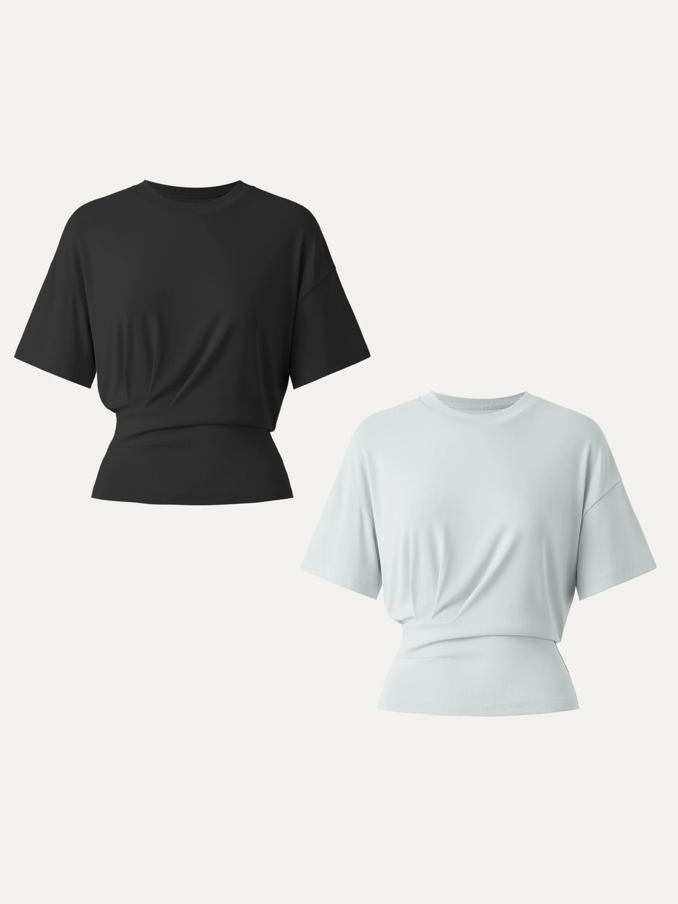Crewneck Short Sleeve Tucked Tee - Image 25