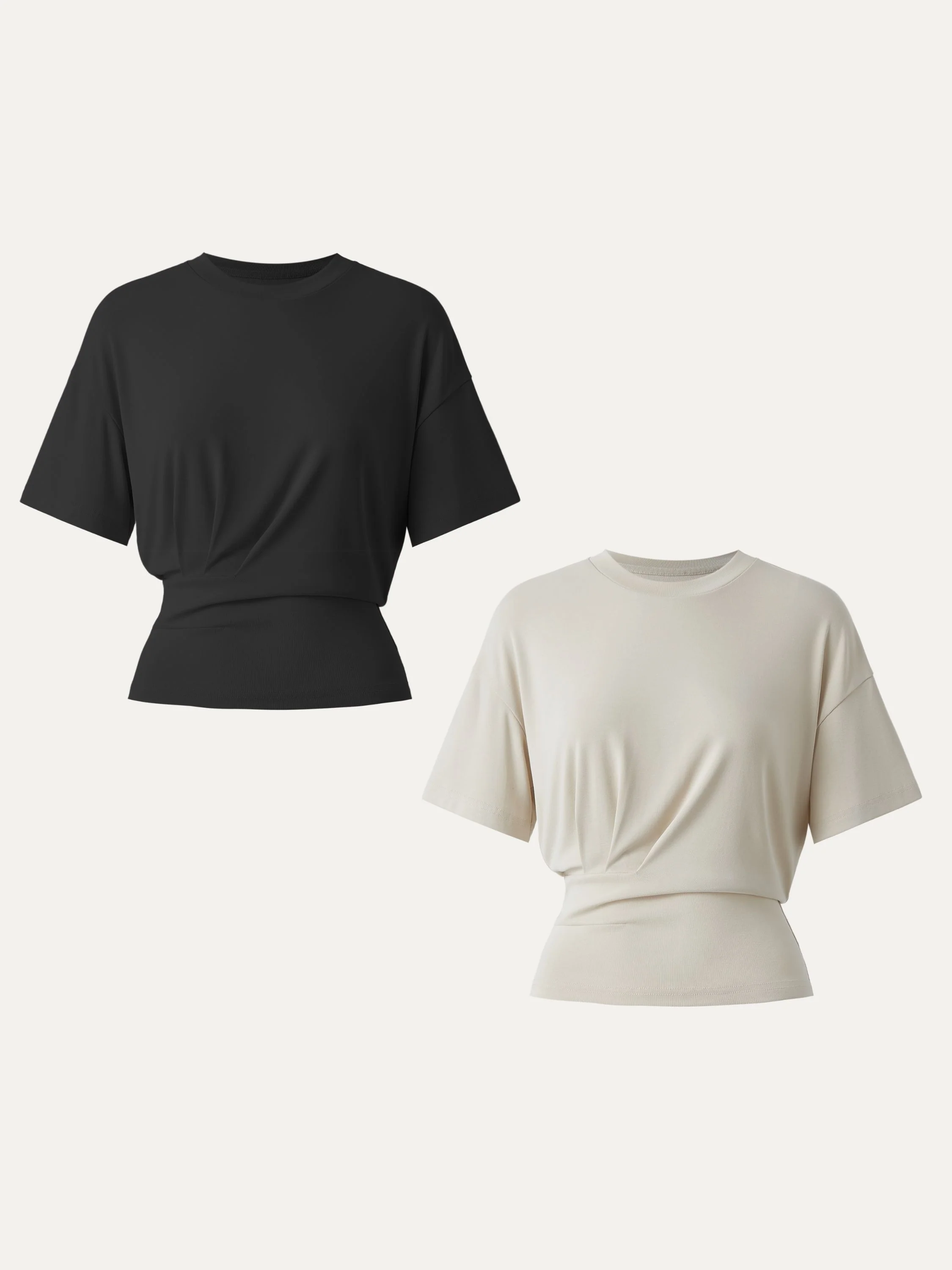 Crewneck Short Sleeve Tucked Tee - Image 29