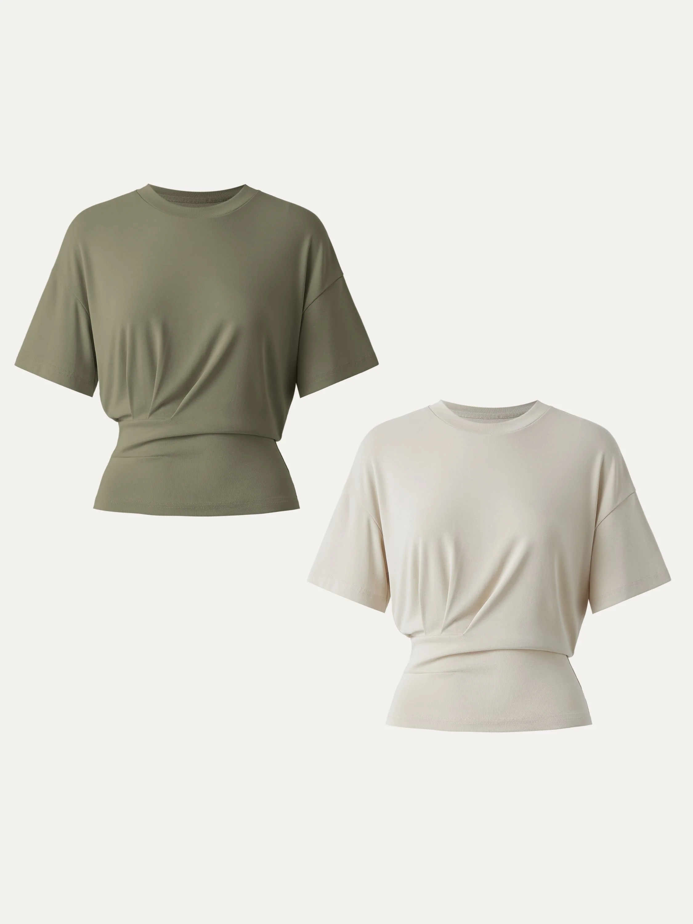 Crewneck Short Sleeve Tucked Tee - Image 31