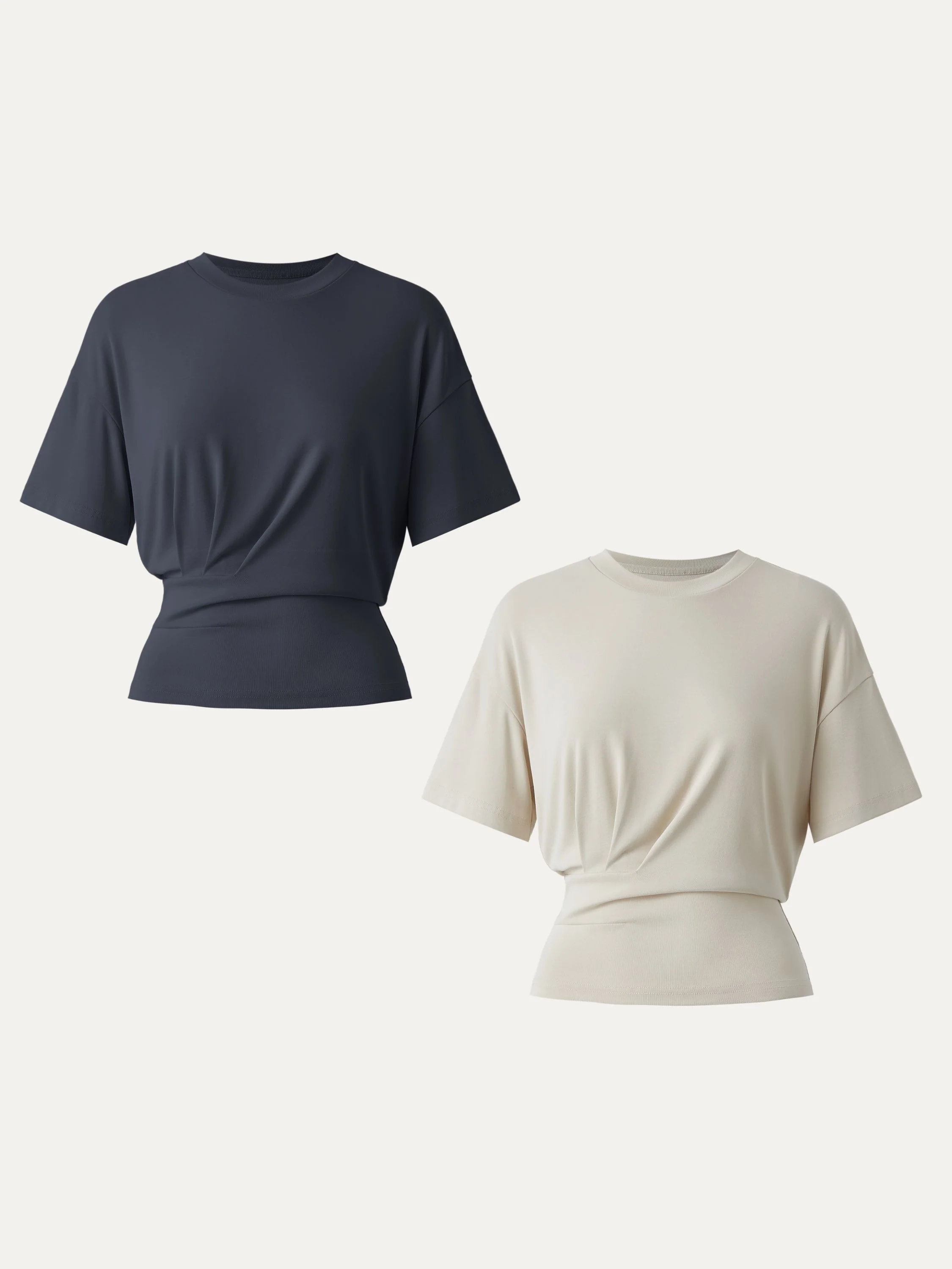 Crewneck Short Sleeve Tucked Tee - Image 32