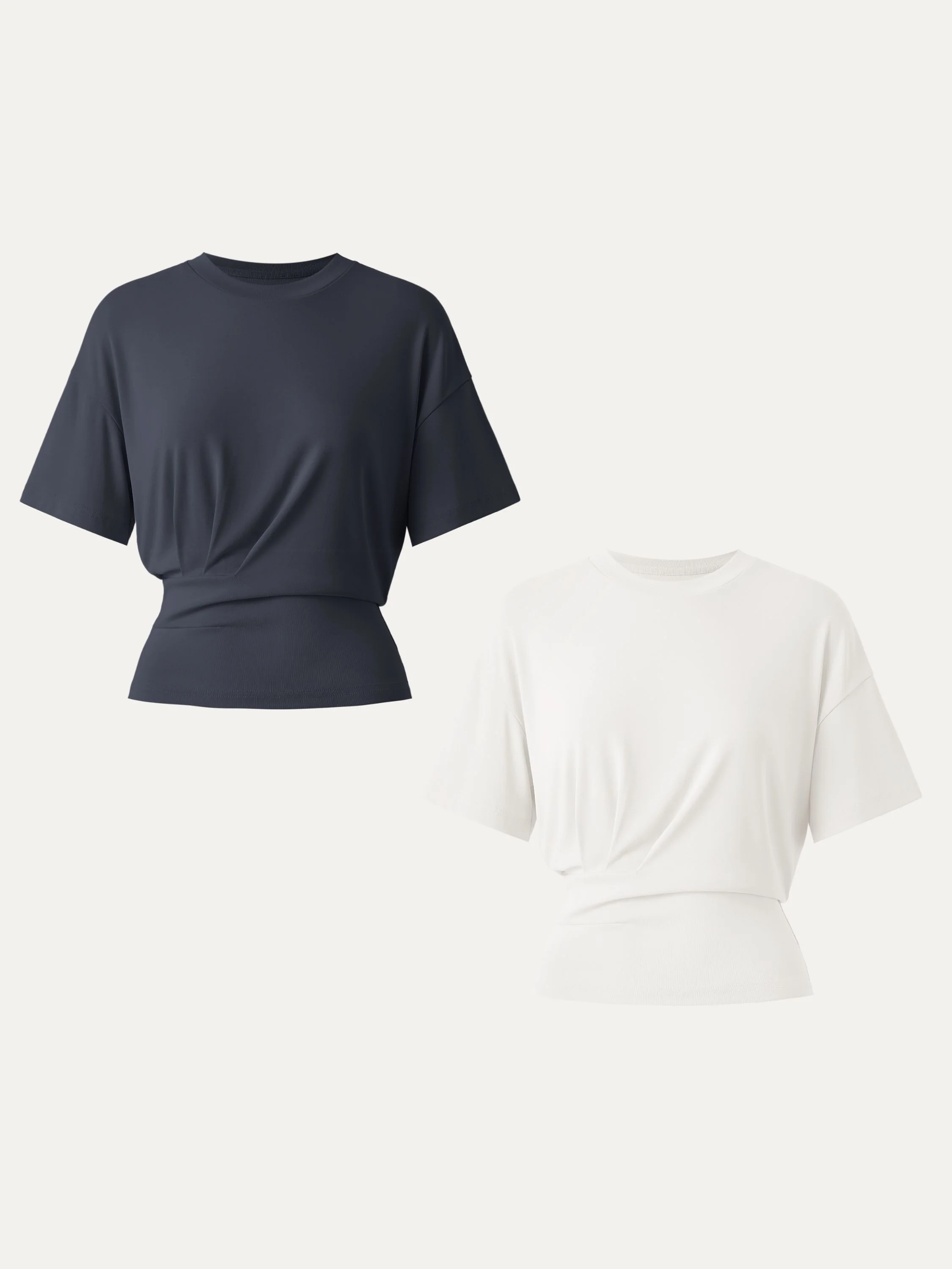 Crewneck Short Sleeve Tucked Tee - Image 33