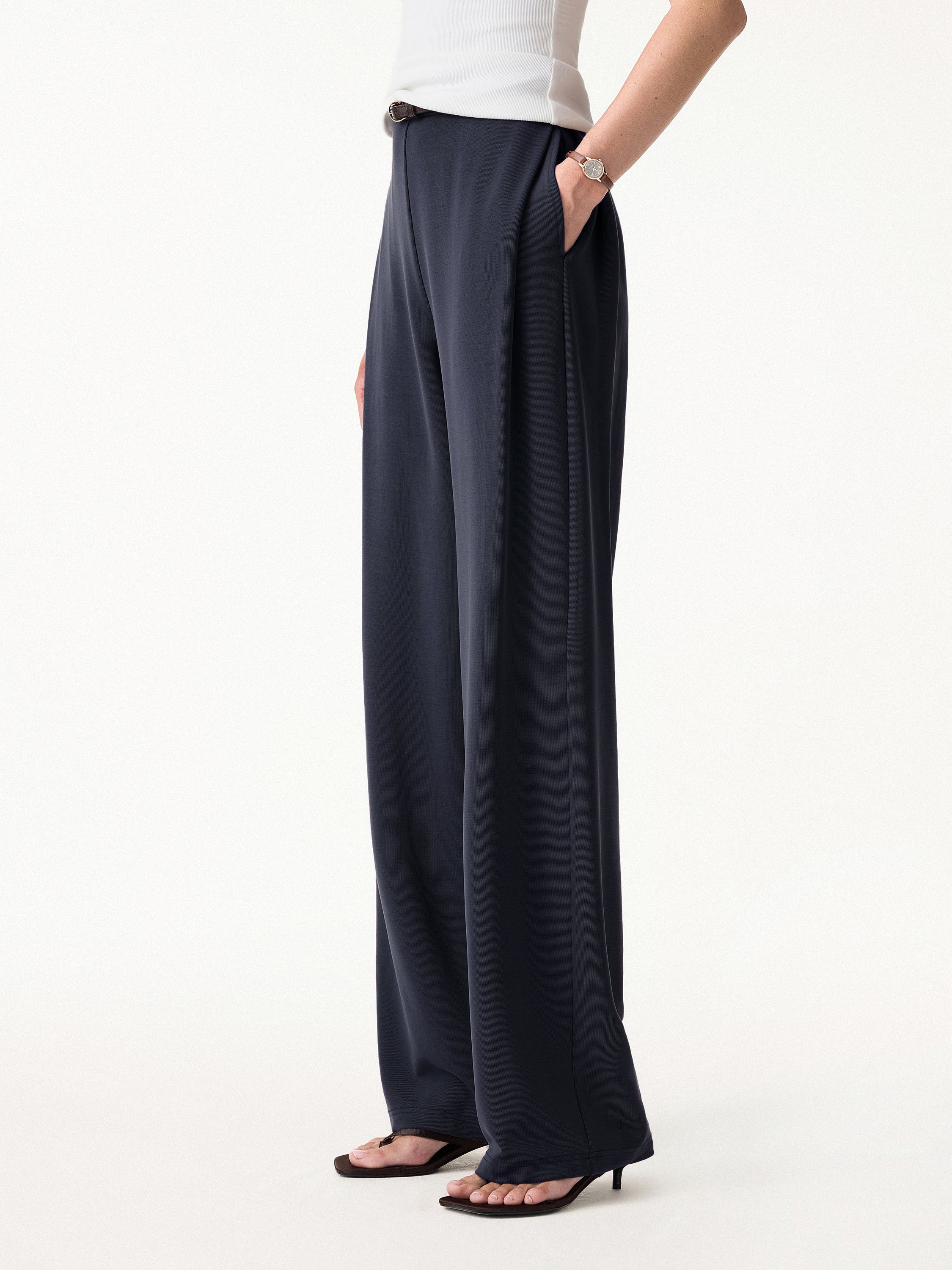 Sandwashed High Rise Straight Leg Pull-On Pants with Pockets - Image 13