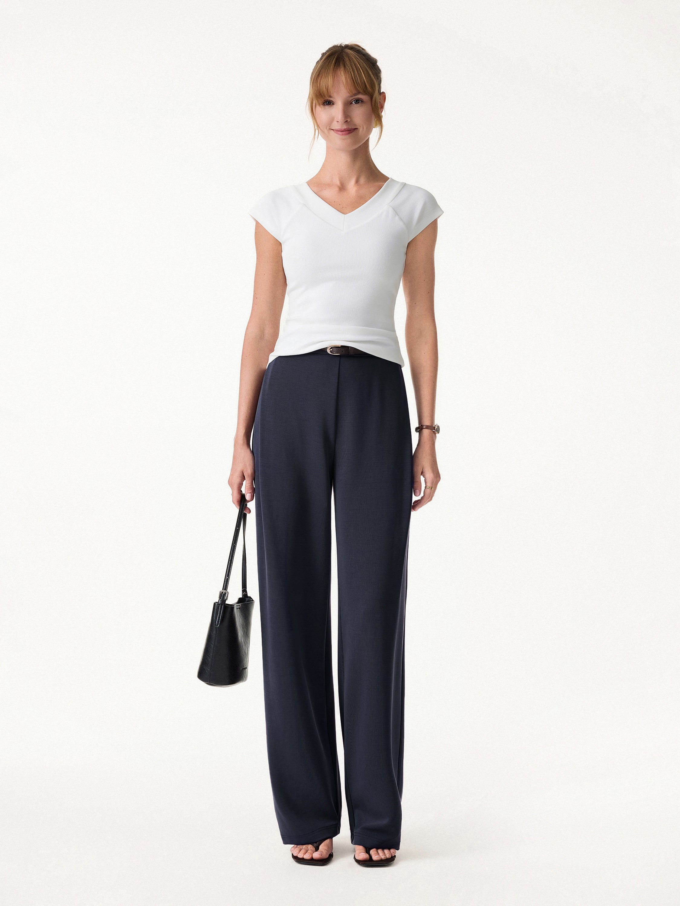 Sandwashed High Rise Straight Leg Pull-On Pants with Pockets - Image 14