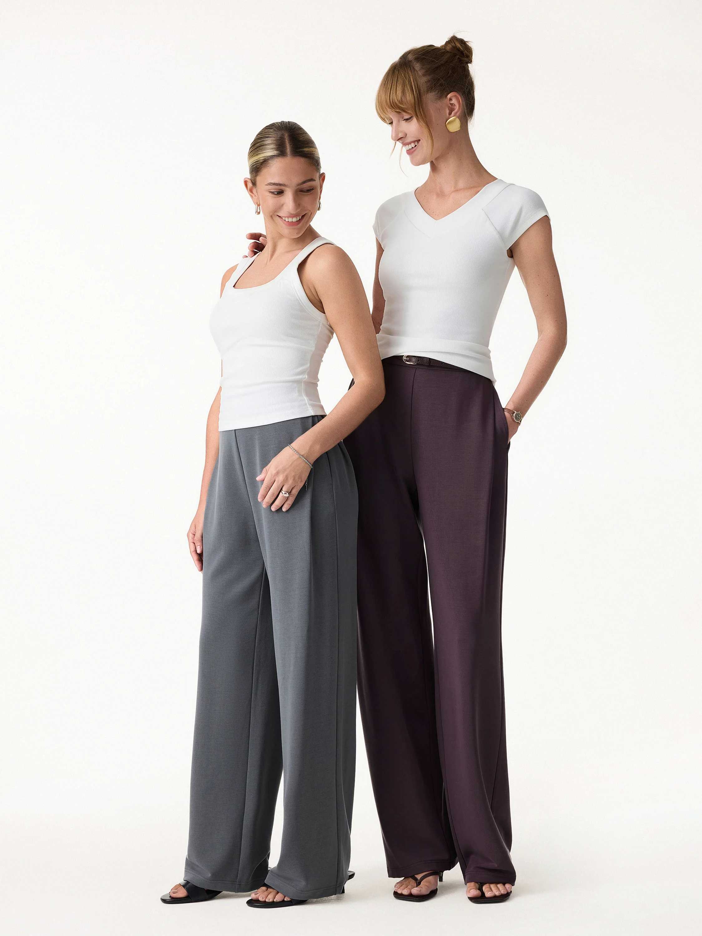 Sandwashed High Rise Straight Leg Pull-On Pants with Pockets - Image 2