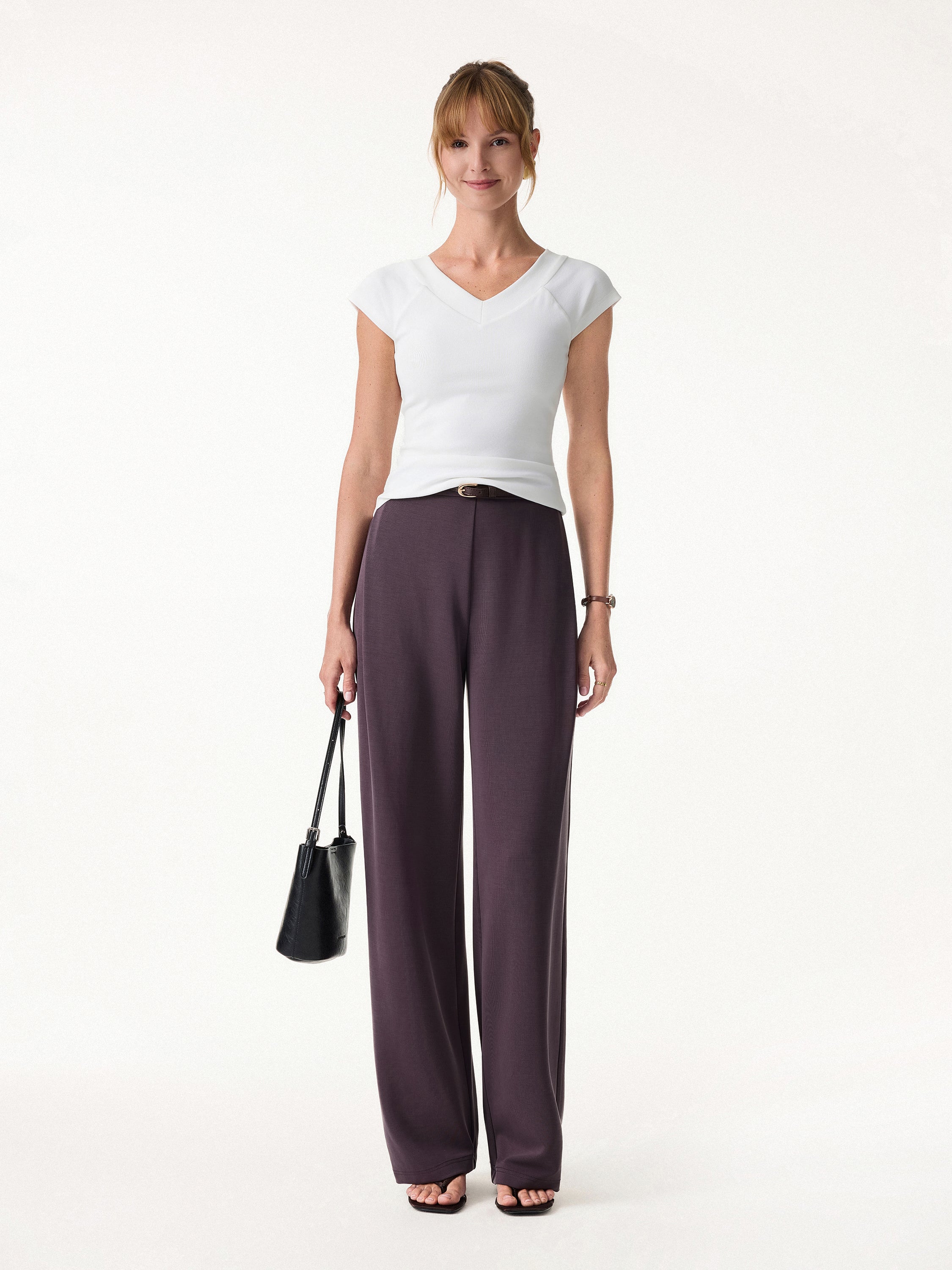 Sandwashed High Rise Straight Leg Pull-On Pants with Pockets - Image 3