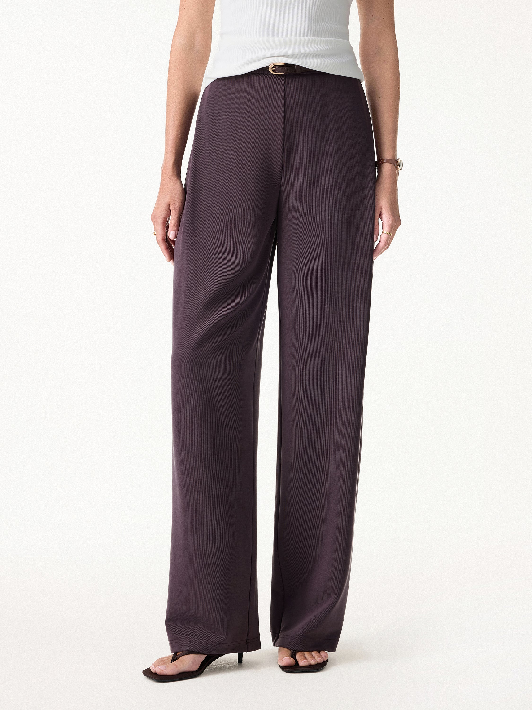 Sandwashed High Rise Straight Leg Pull-On Pants with Pockets - Image 4