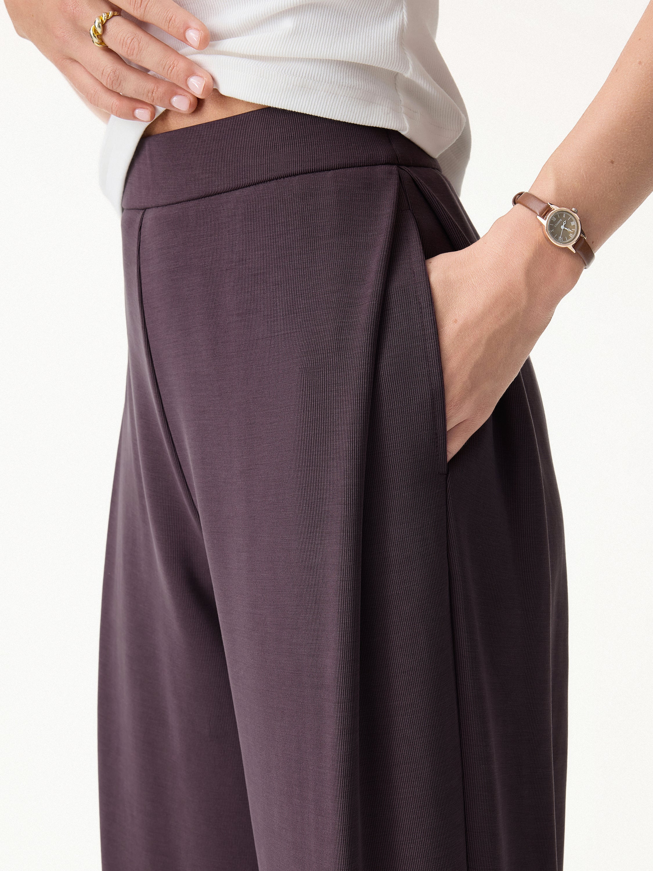 Sandwashed High Rise Straight Leg Pull-On Pants with Pockets - Image 5