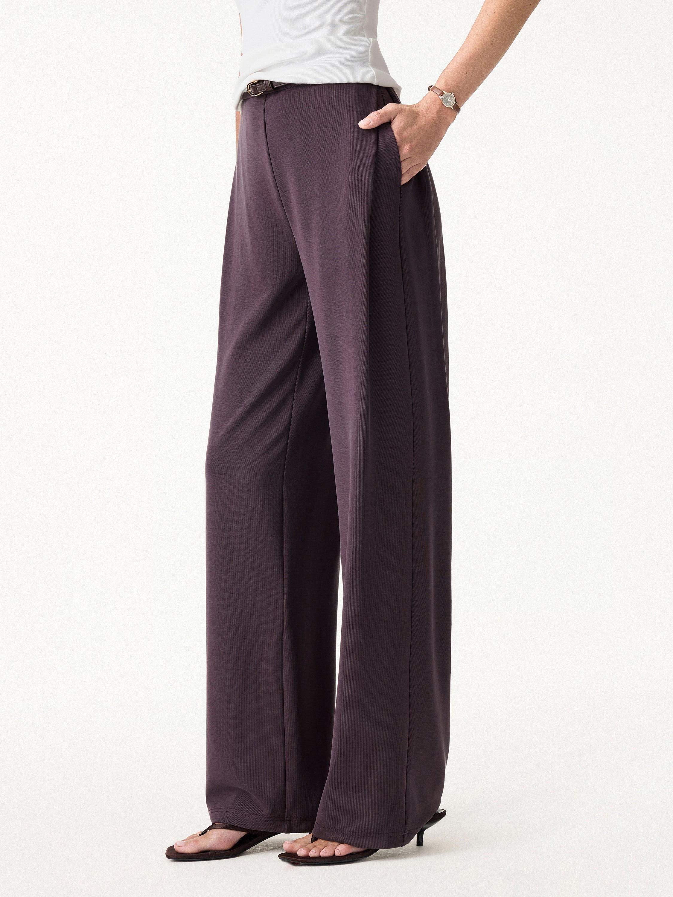 Sandwashed High Rise Straight Leg Pull-On Pants with Pockets - Image 7