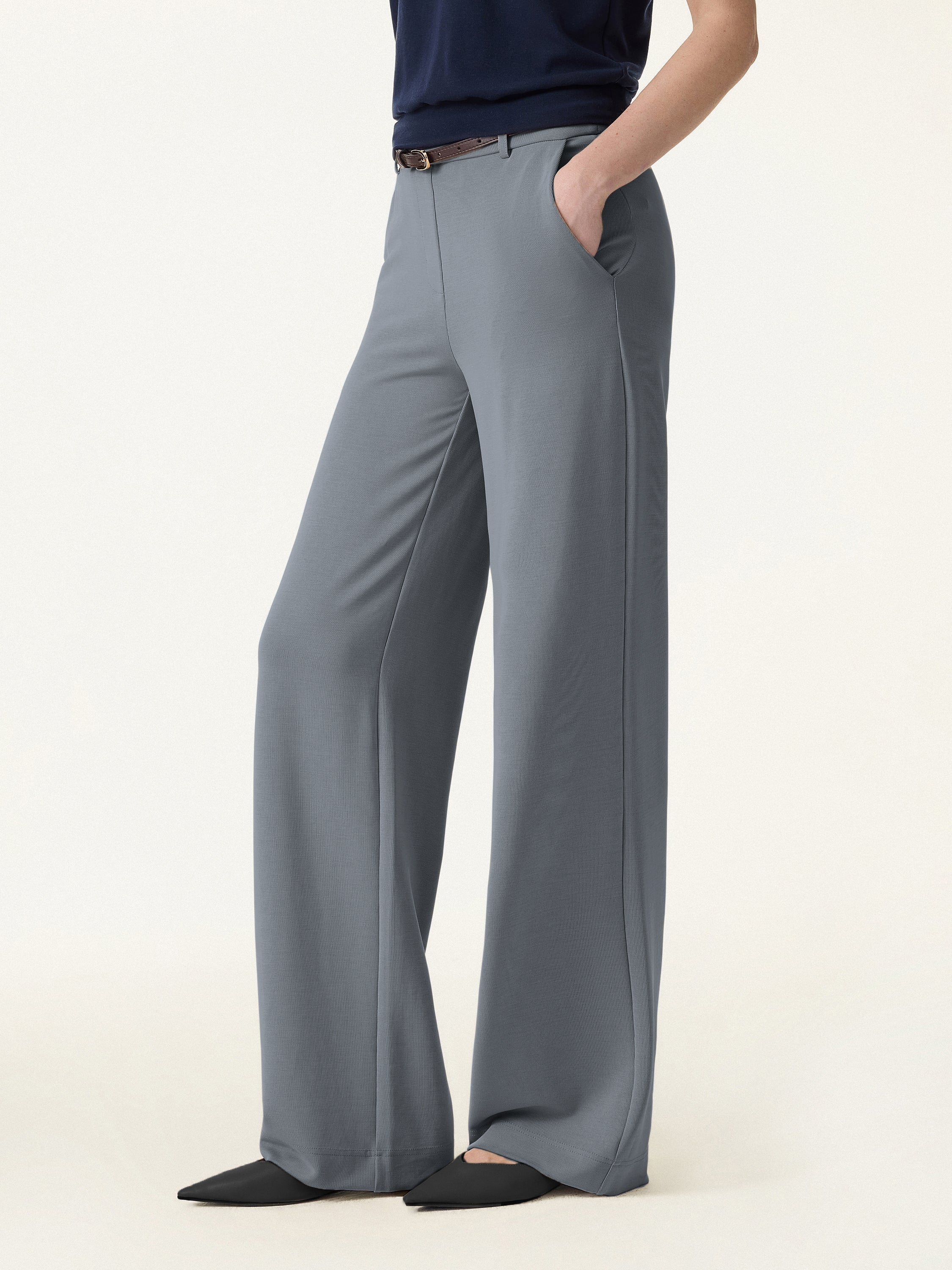 Sandwashed Lyocell Drapey Mid Rise Wide Leg Pull-on Pants - Image 3