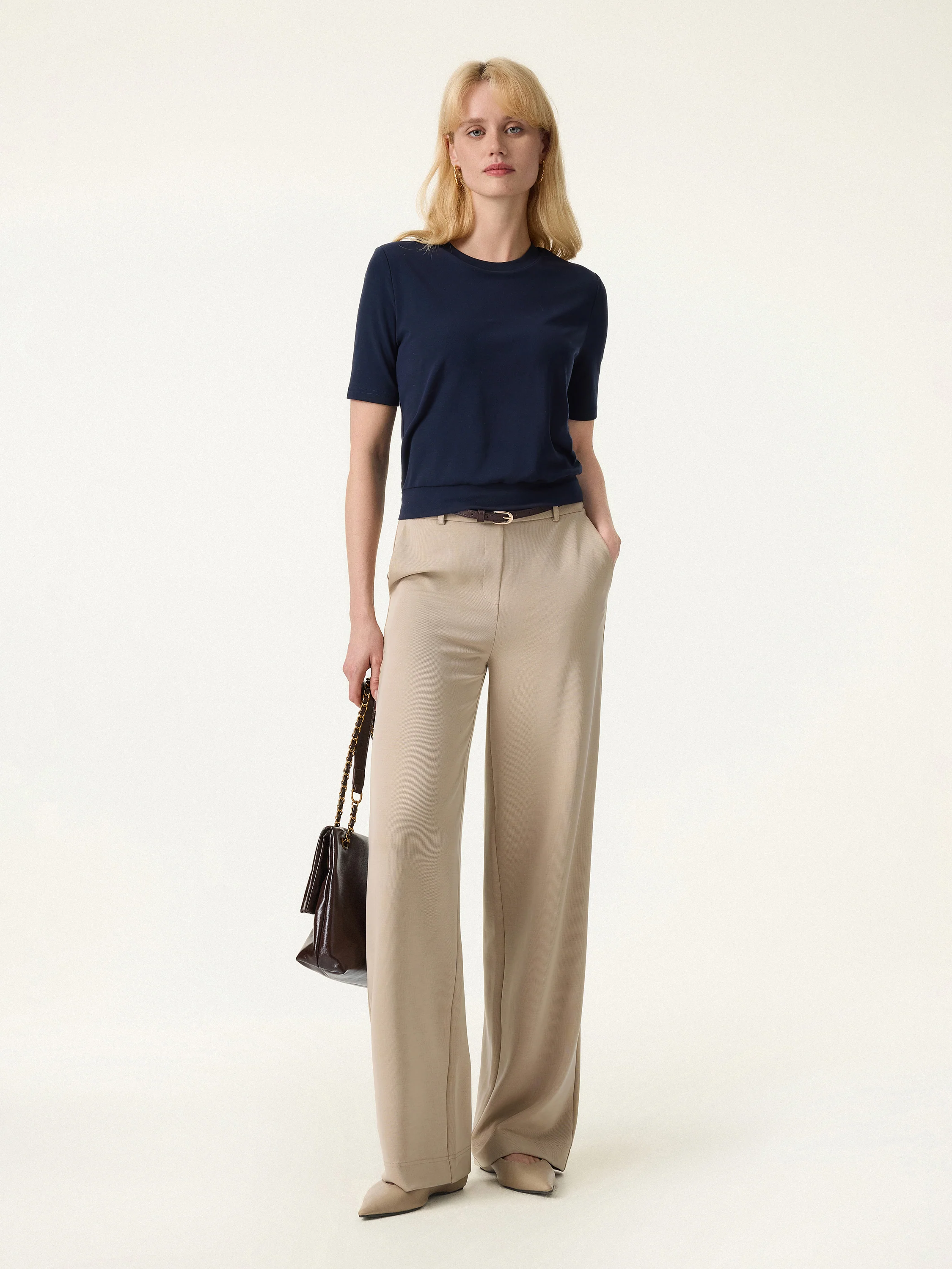 Sandwashed Lyocell Drapey Mid Rise Wide Leg Pull-on Pants - Image 7
