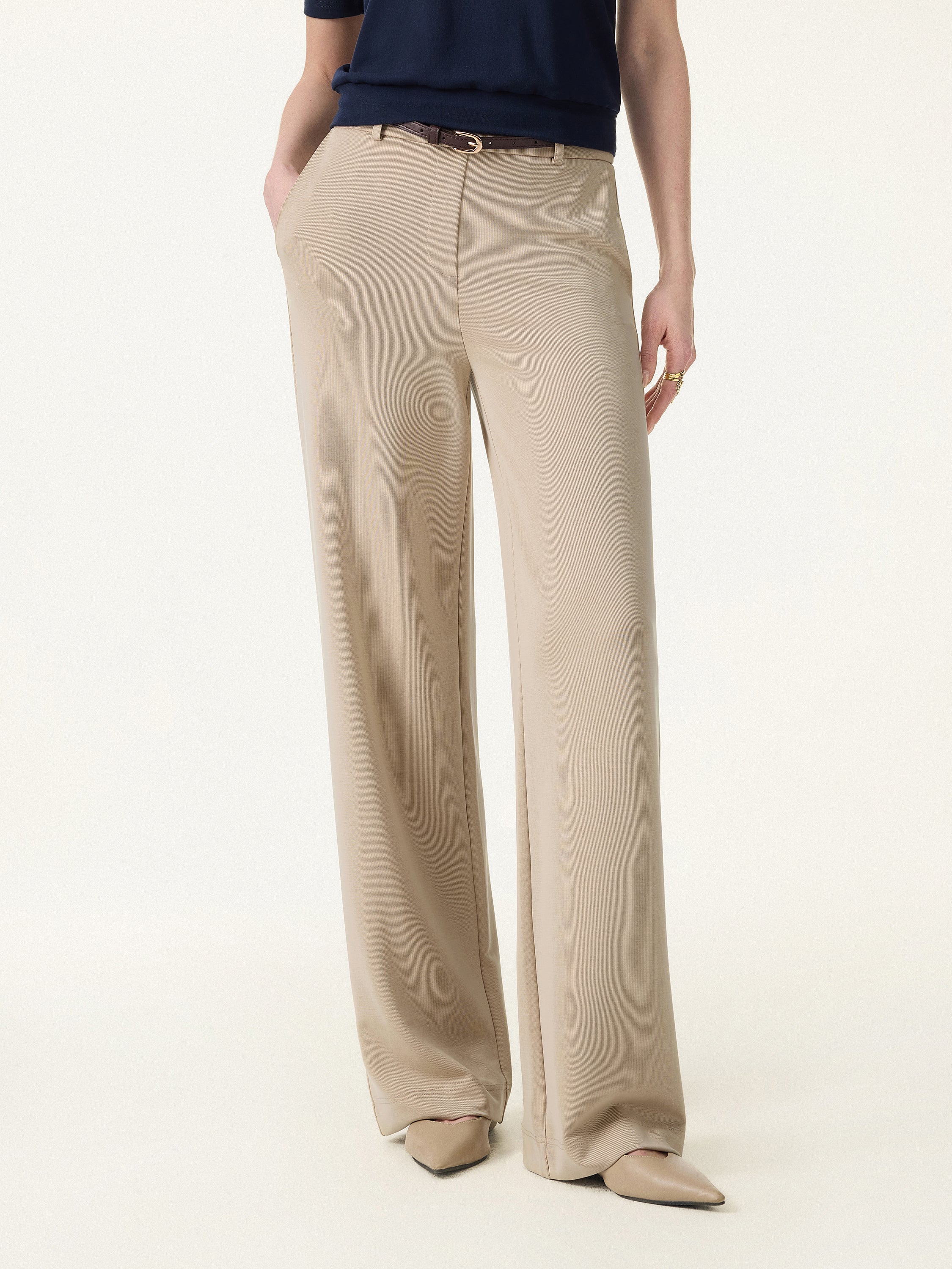 Sandwashed Lyocell Drapey Mid Rise Wide Leg Pull-on Pants - Image 8