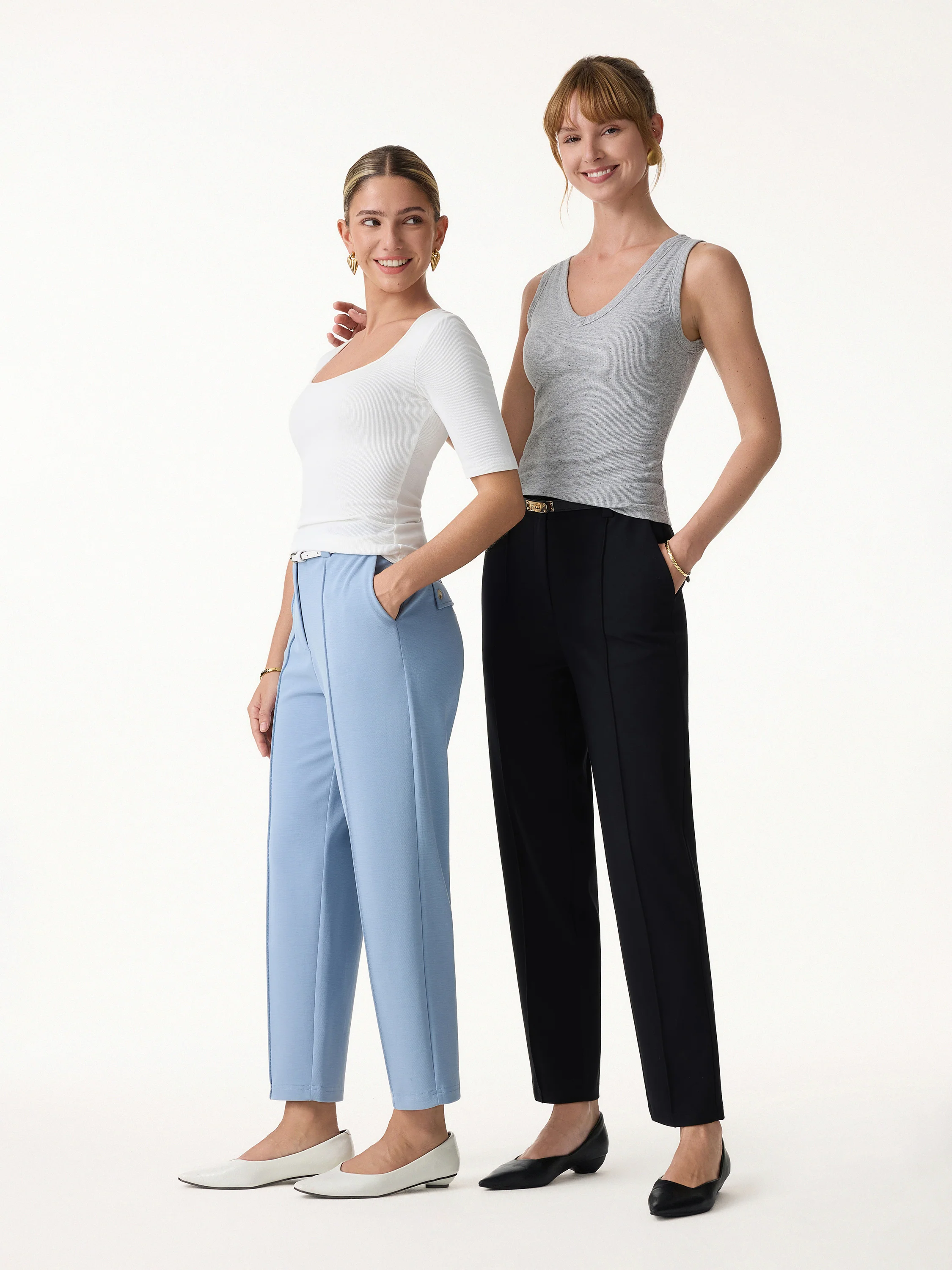 Sandwashed Modal Mid Rise Tapered Leg Pants with Pockets - Image 2