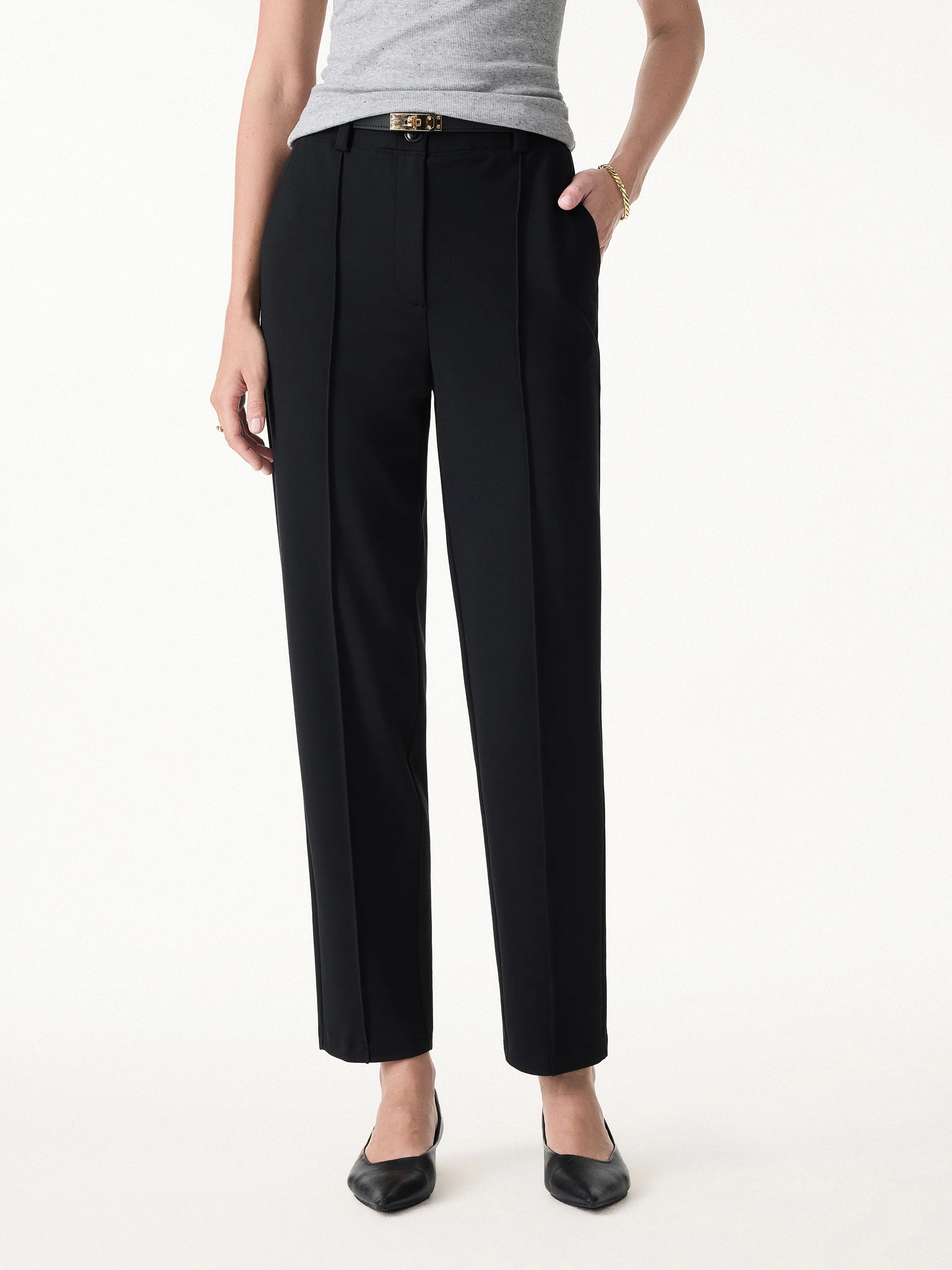 Sandwashed Modal Mid Rise Tapered Leg Pants with Pockets - Image 3