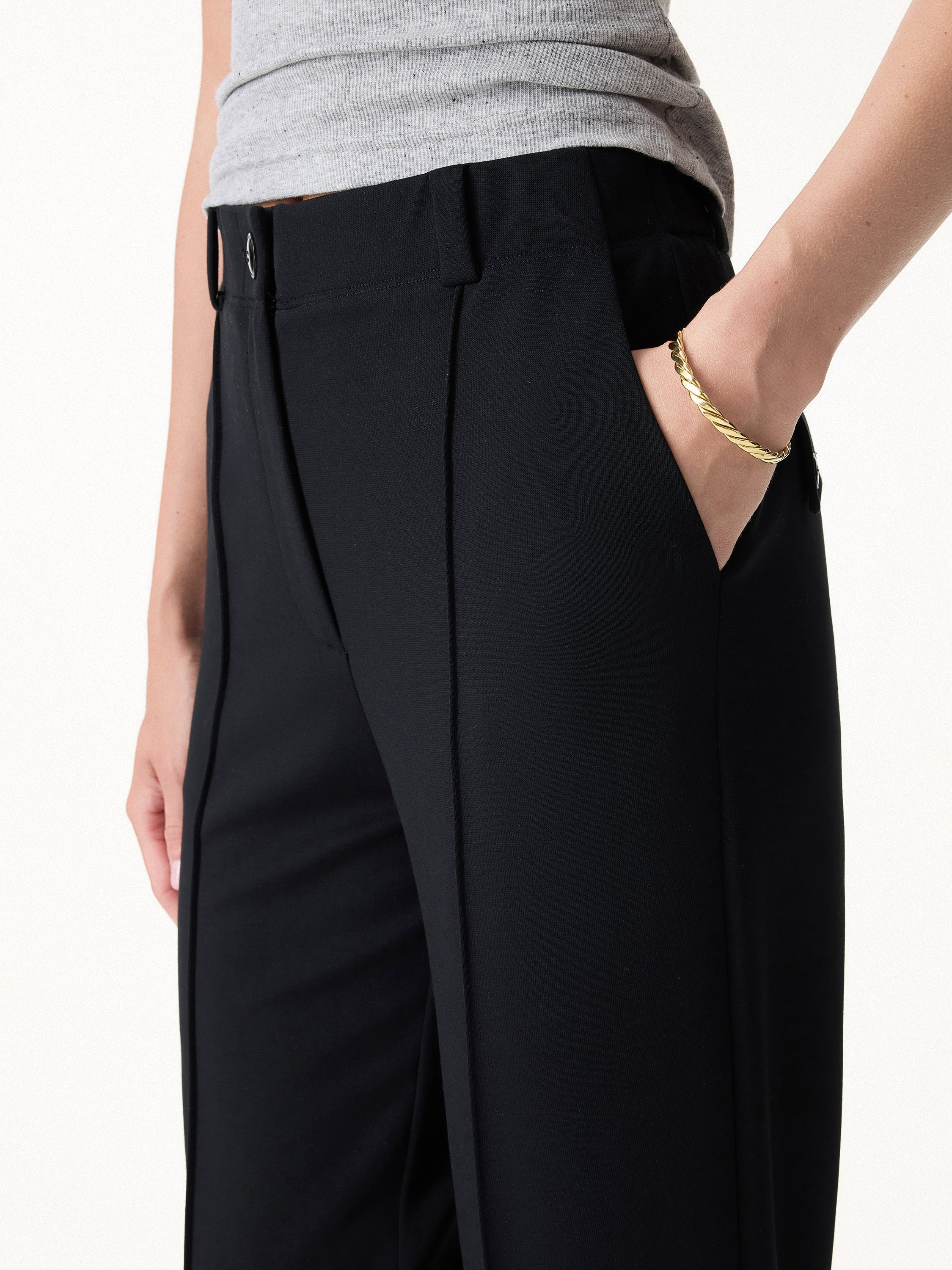 Sandwashed Modal Mid Rise Tapered Leg Pants with Pockets - Image 5